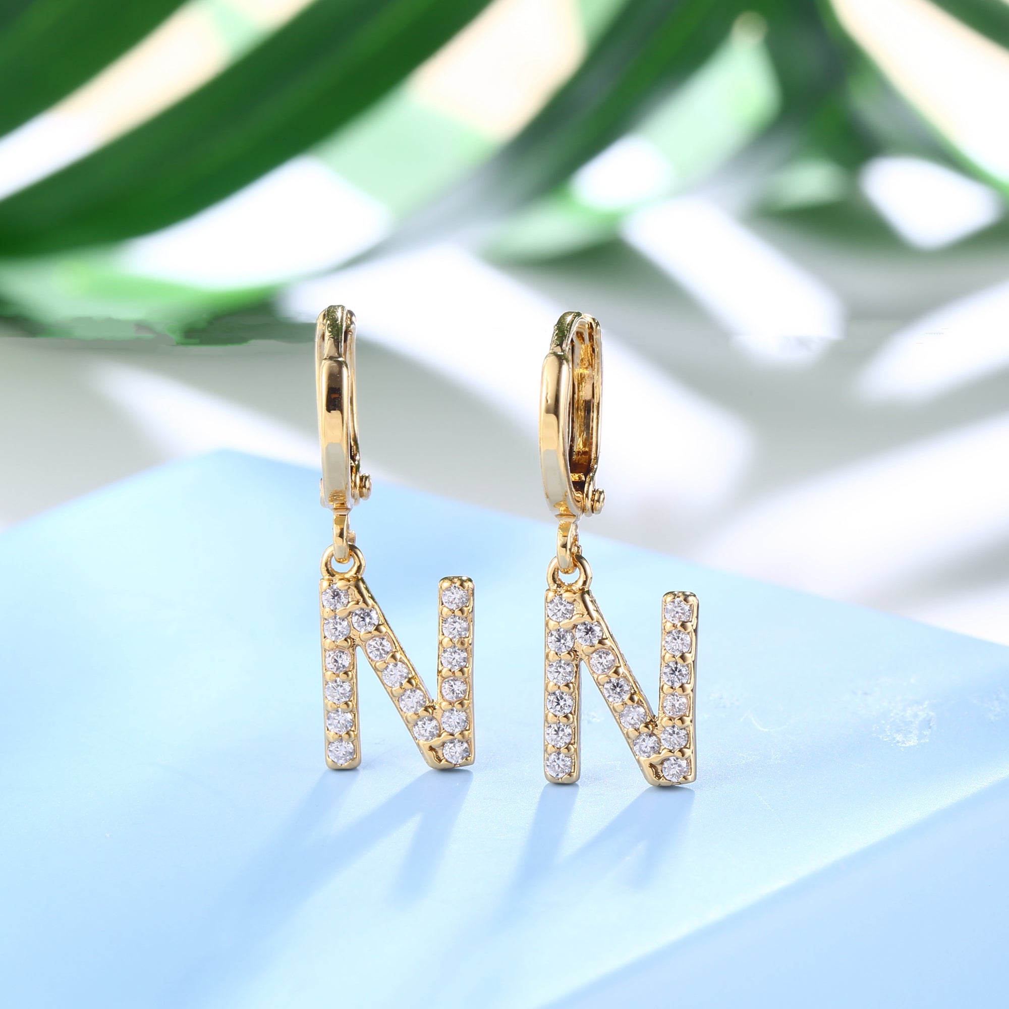 18K Gold Plated Dangling Monogram Earrings