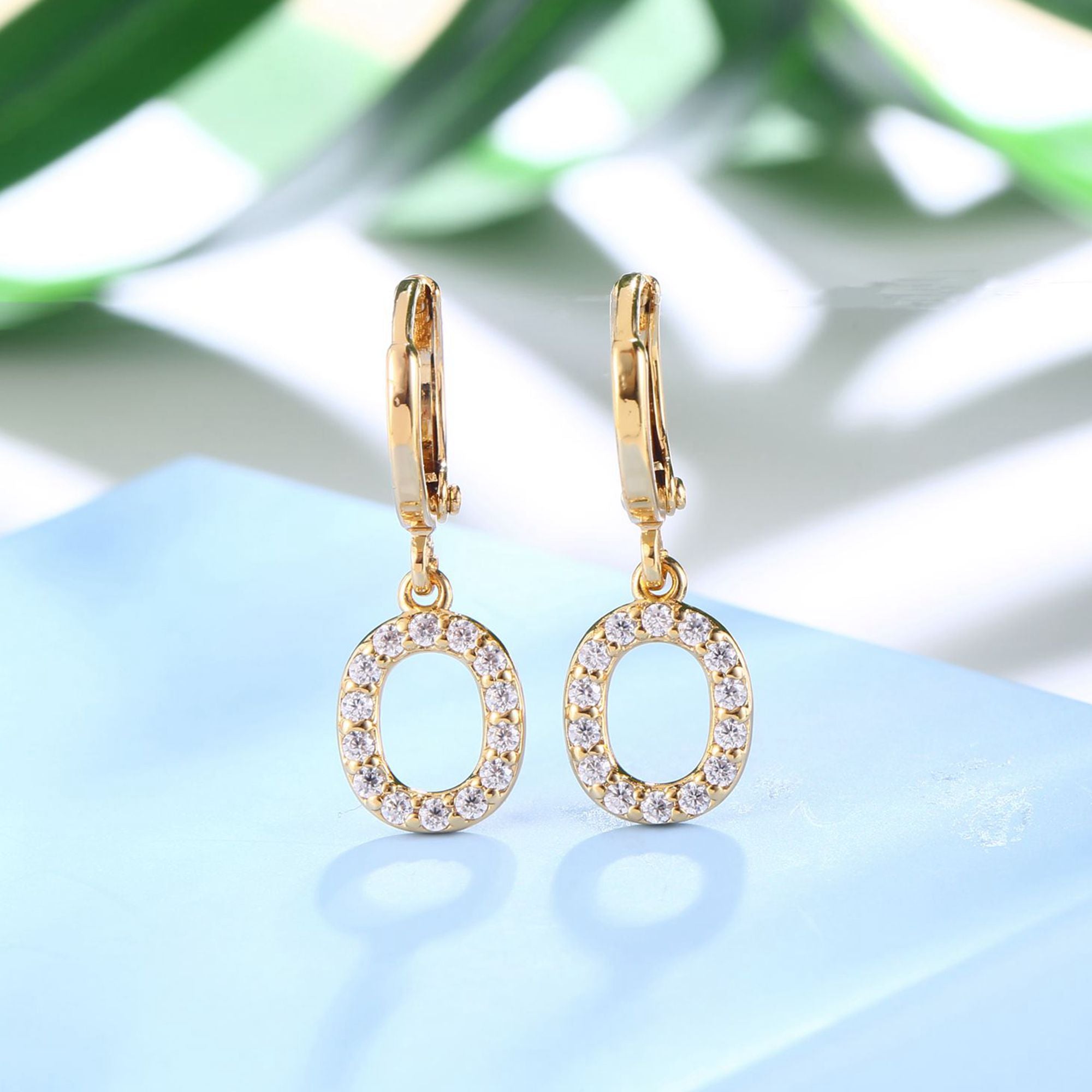 18K Gold Plated Dangling Monogram Earrings