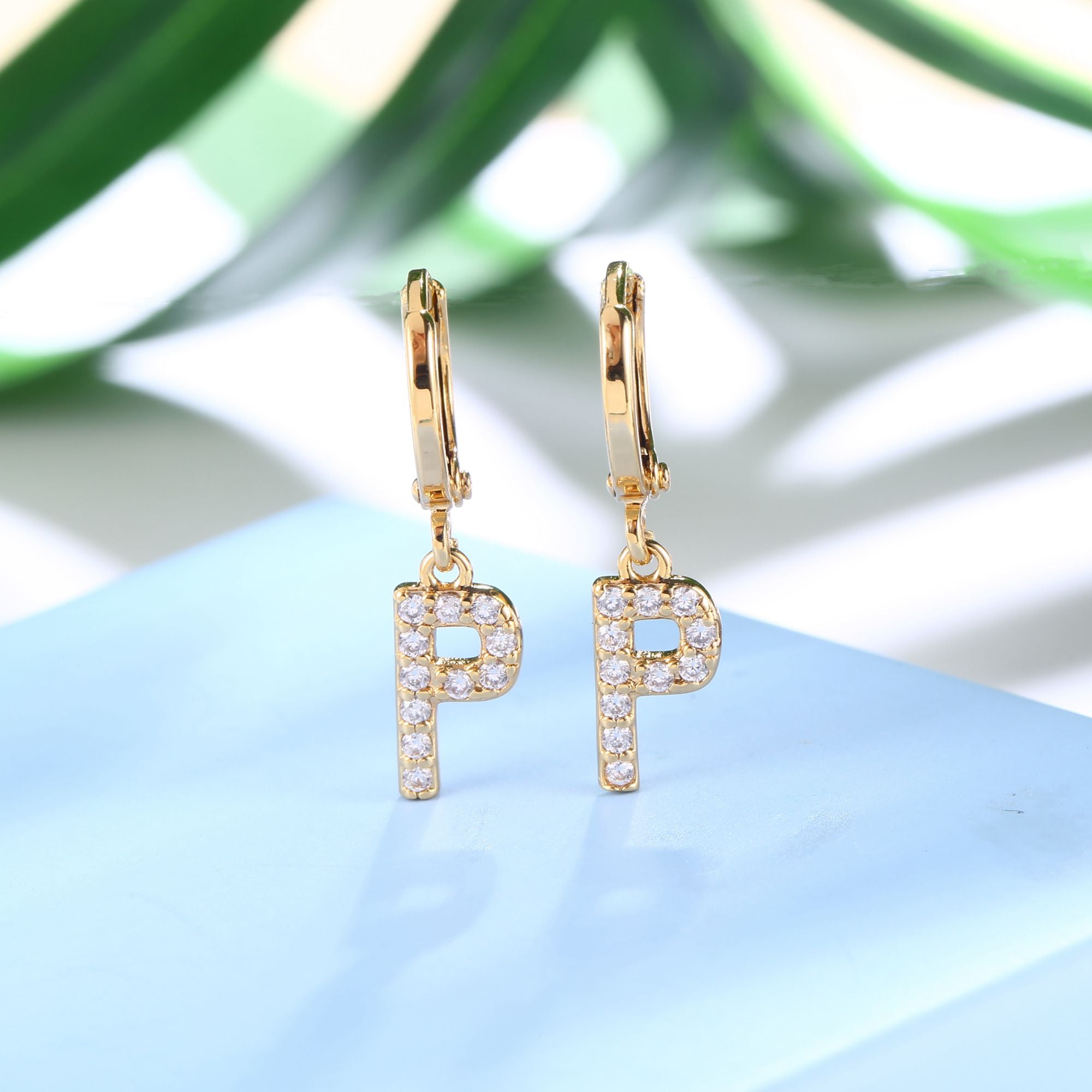 18K Gold Plated Dangling Monogram Earrings