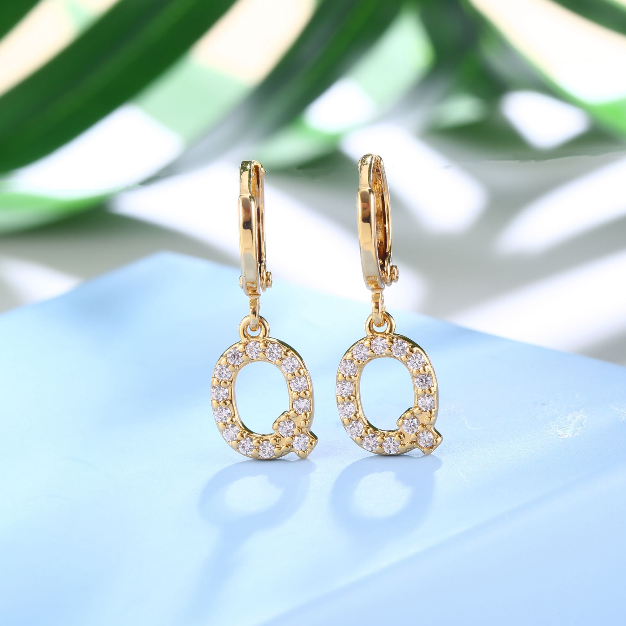 18K Gold Plated Dangling Monogram Earrings