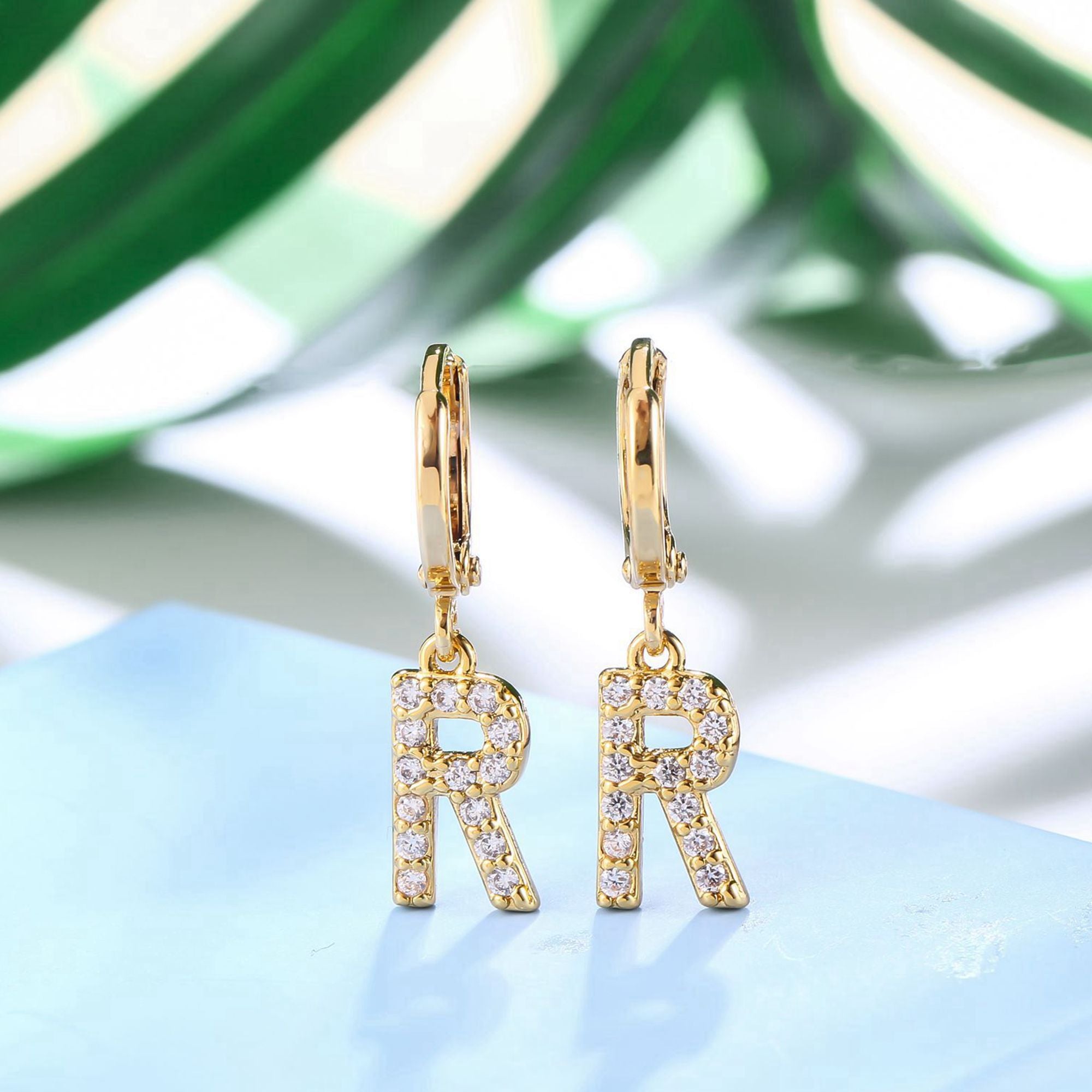 18K Gold Plated Dangling Monogram Earrings