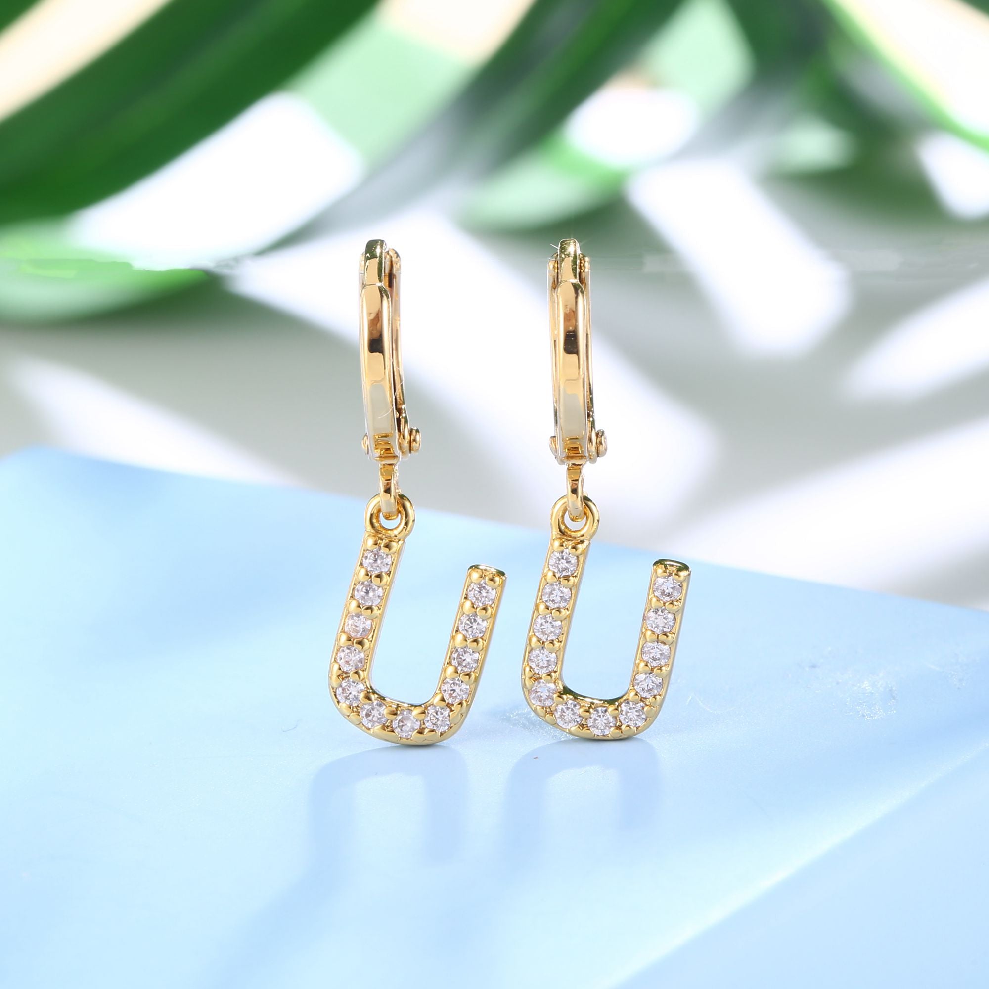 18K Gold Plated Dangling Monogram Earrings