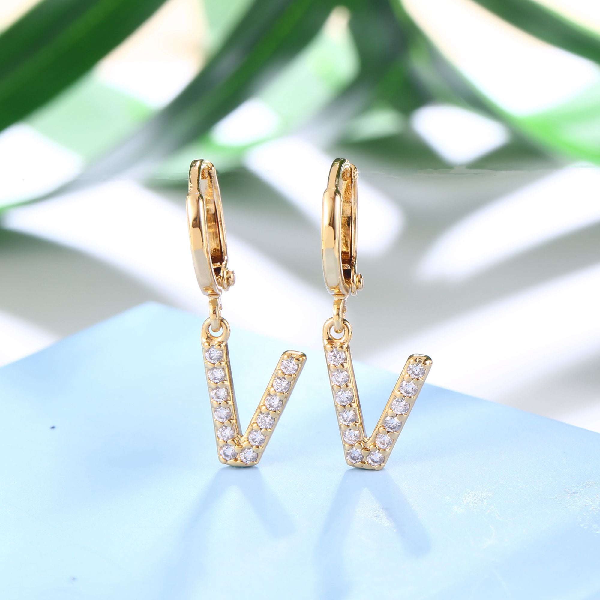 18K Gold Plated Dangling Monogram Earrings