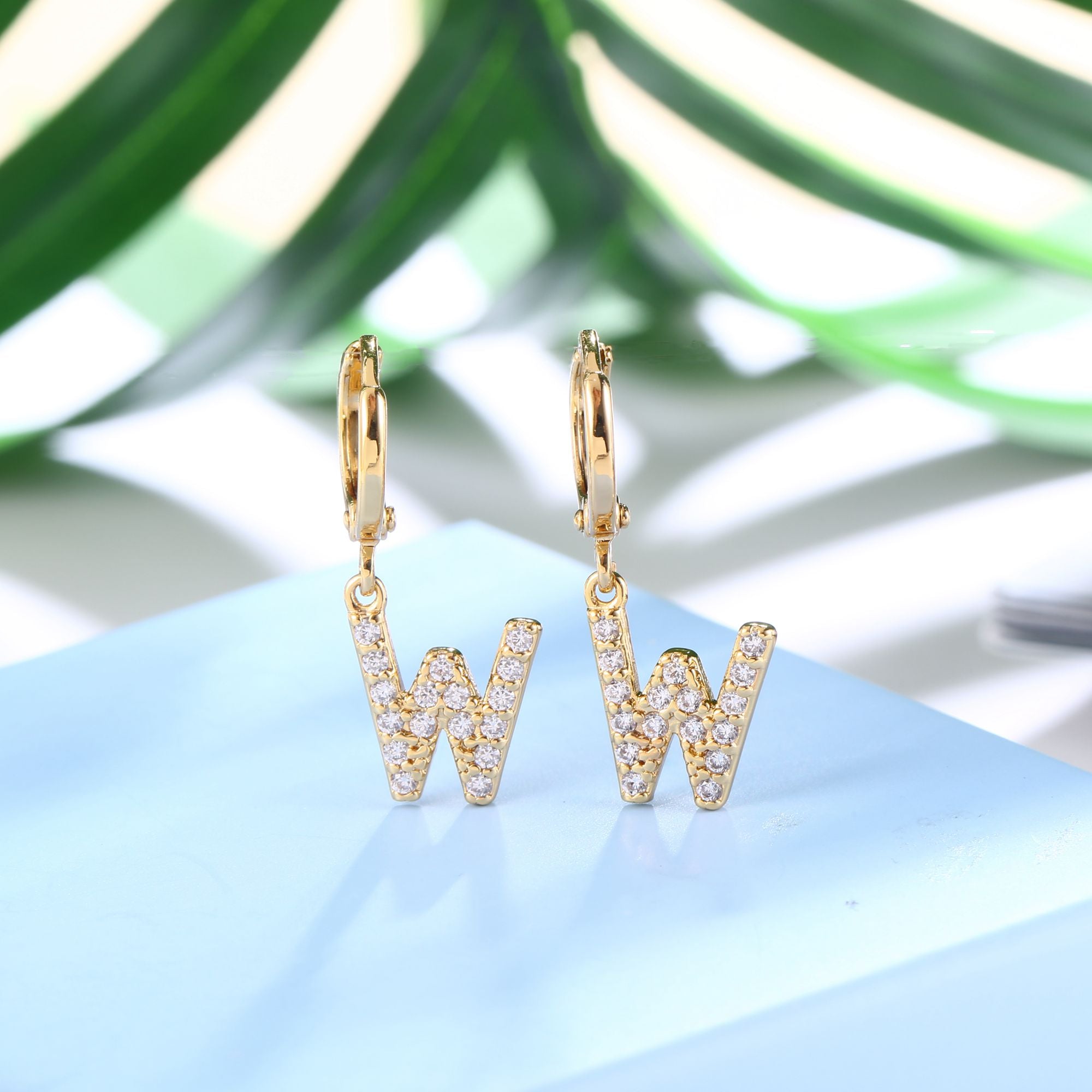 18K Gold Plated Dangling Monogram Earrings