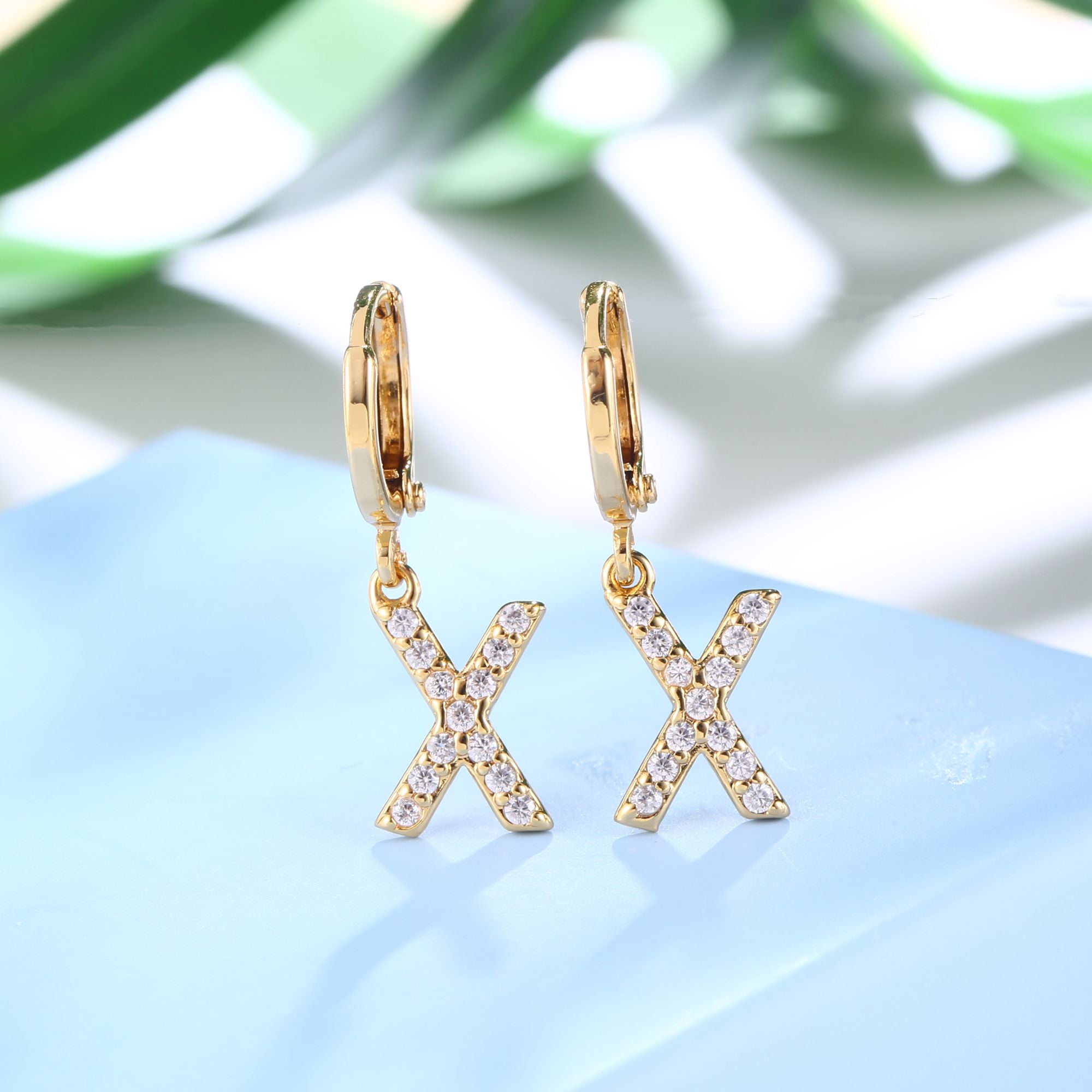 18K Gold Plated Dangling Monogram Earrings