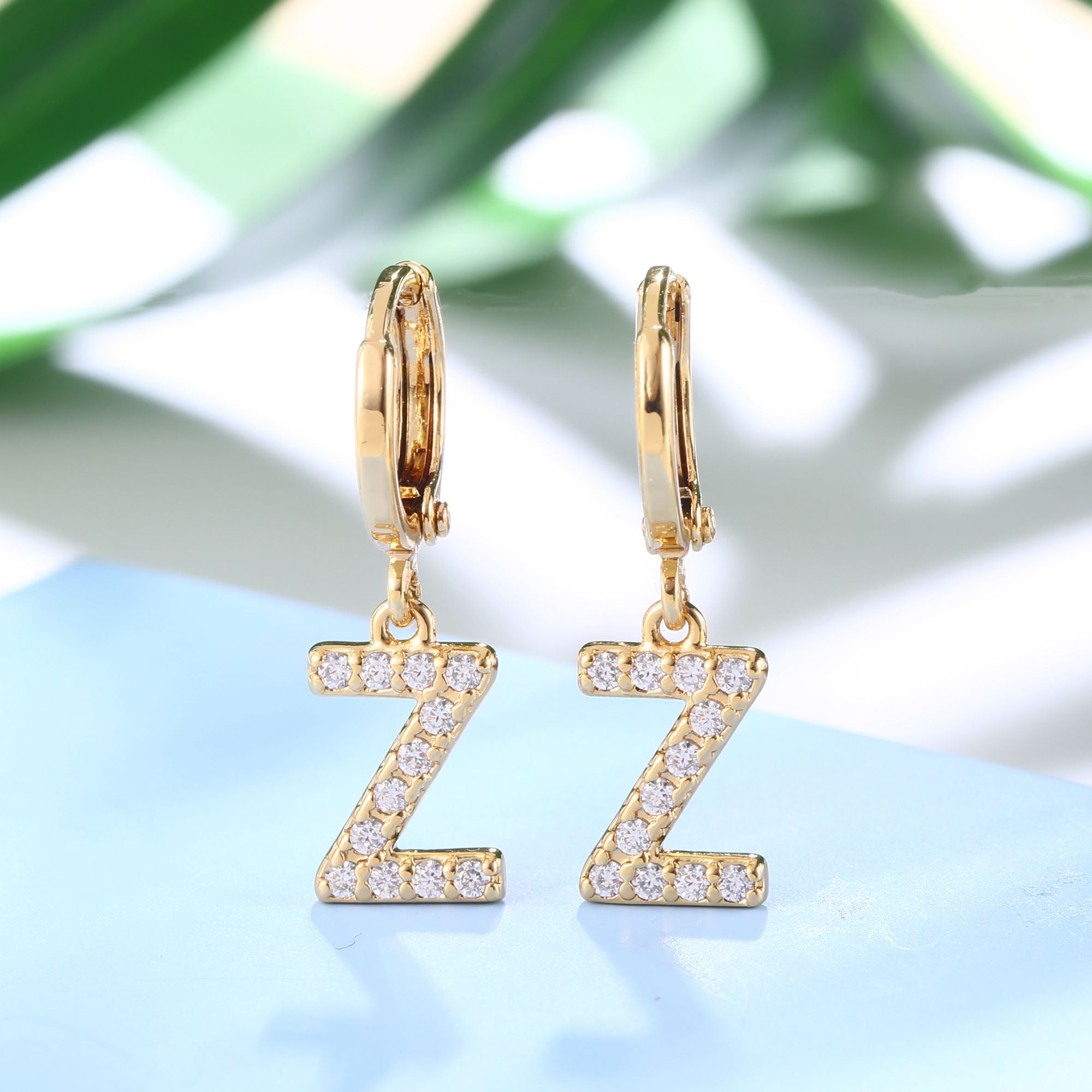 18K Gold Plated Dangling Monogram Earrings