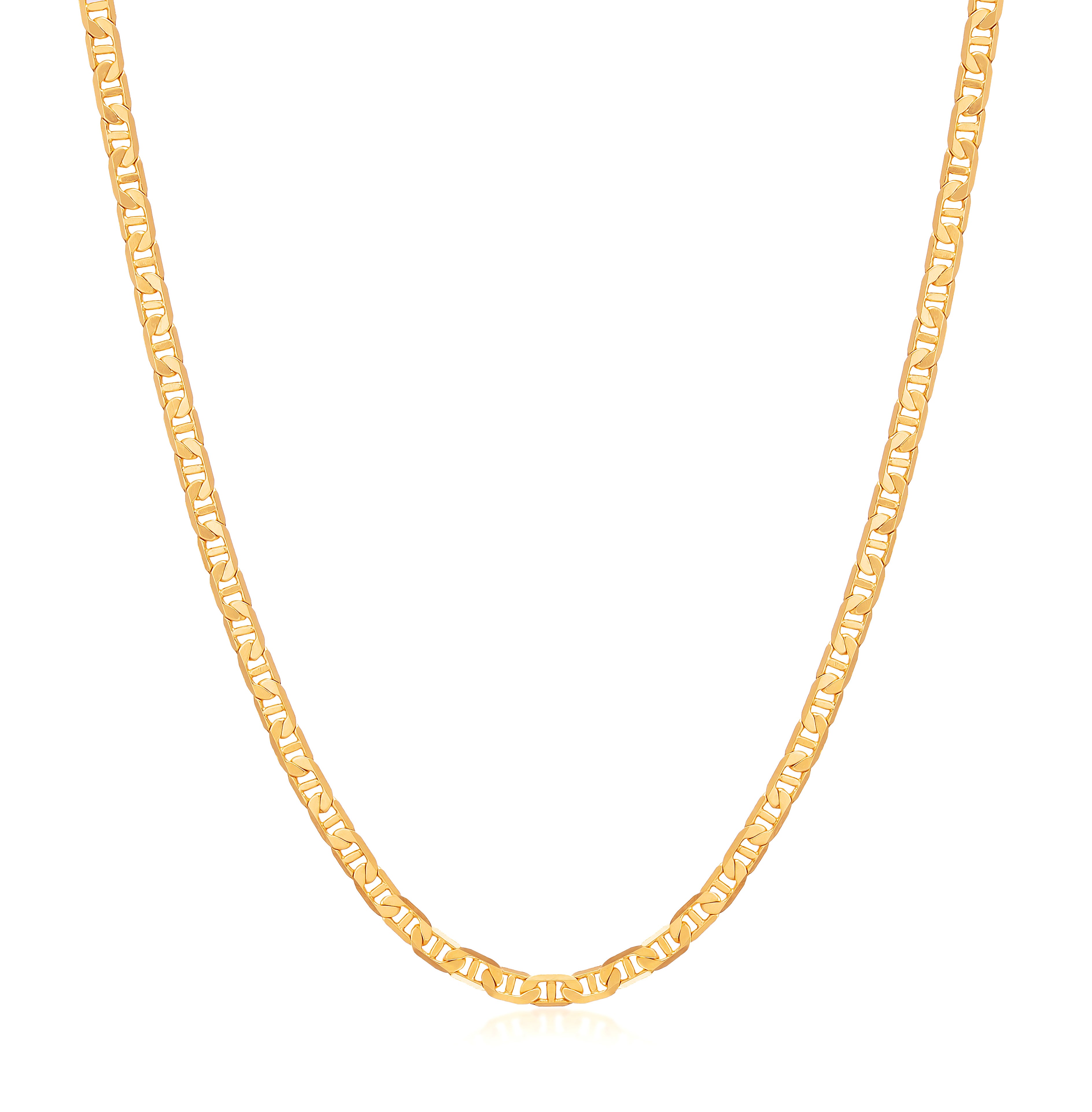 18K Gold Plated 3mm Flat Mariner Necklace