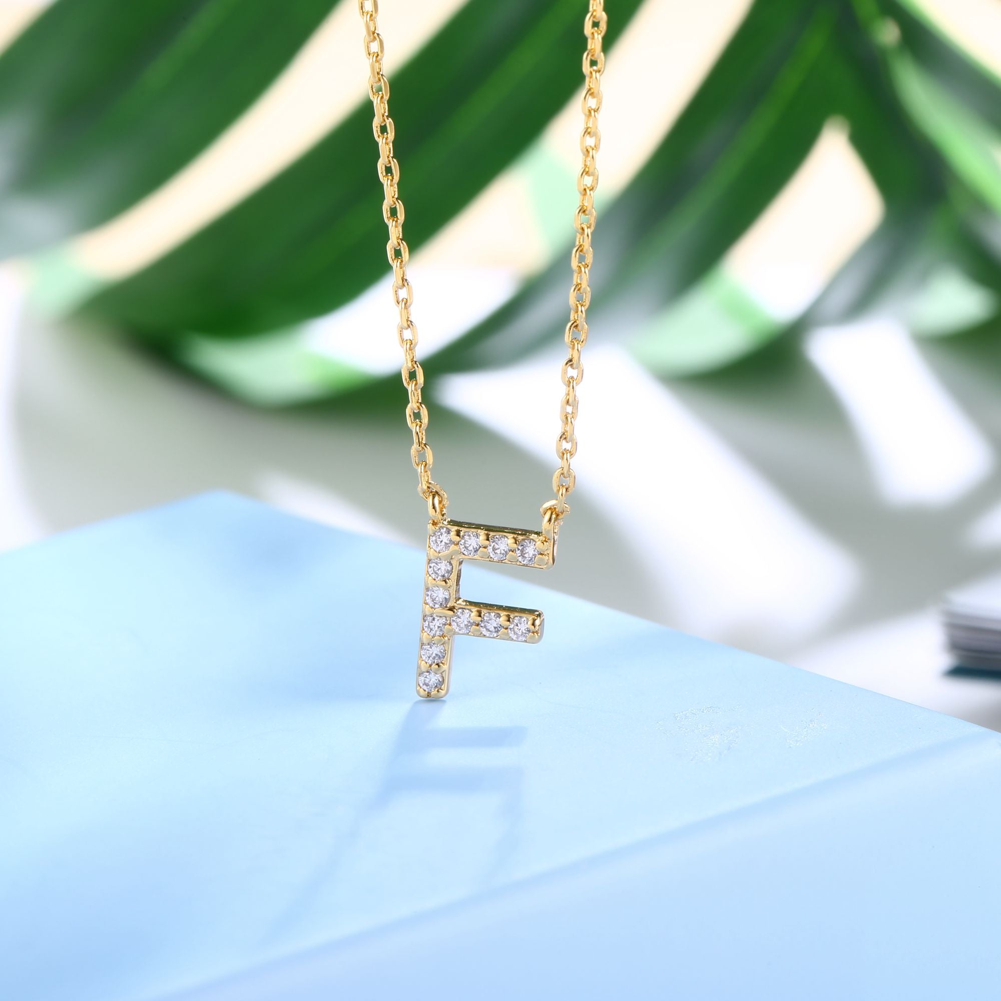 18K Gold Plated Cubic Zirconia Monogram Necklace