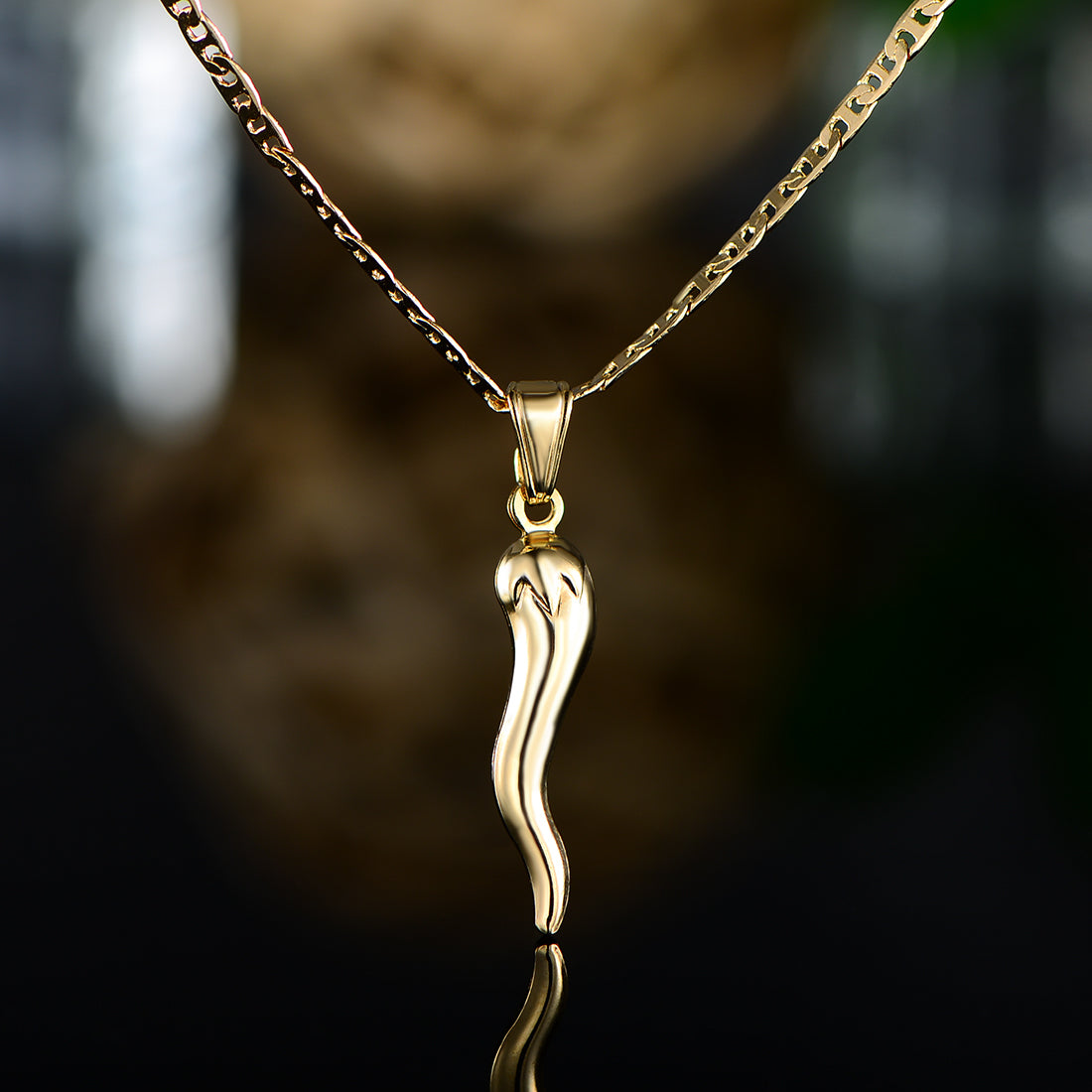 18k Gold Plated Italian Cornicello Necklace