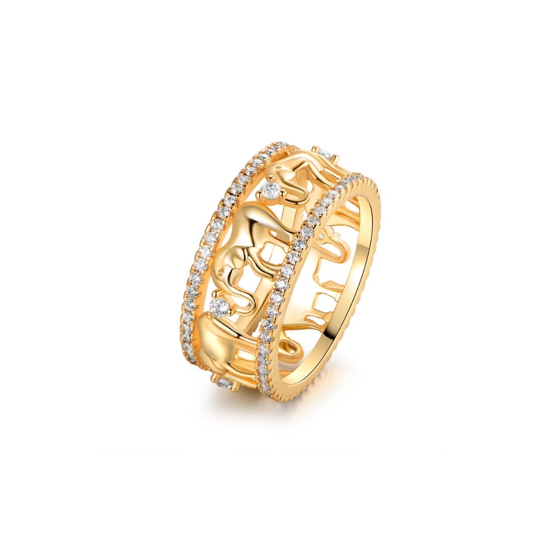 18K Gold Plated Lucky Elephant Parade Ring