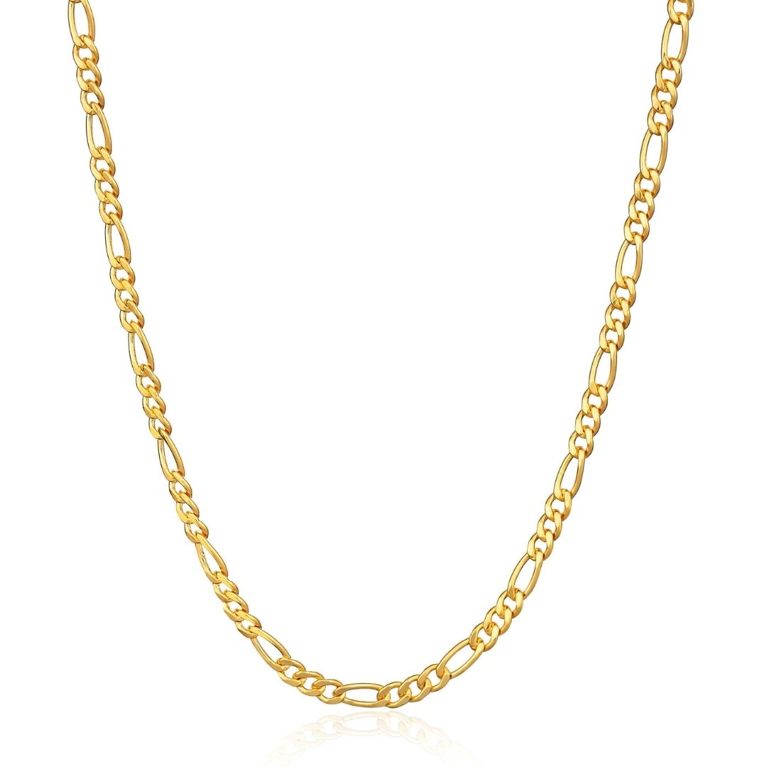 18K Gold Plated 4mm Figaro Chain Necklace