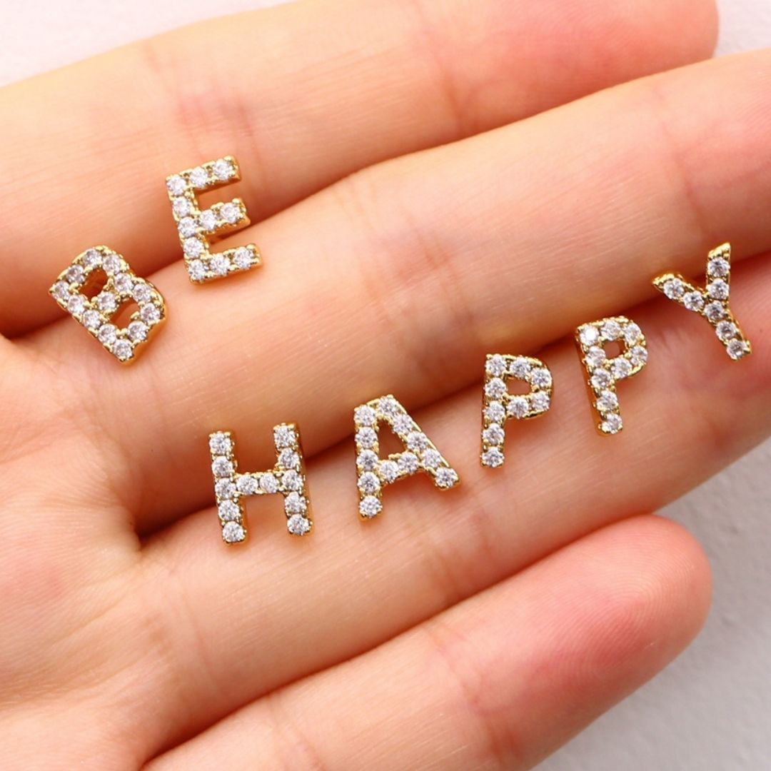 18K Gold Plated Monogram Stud Earrings