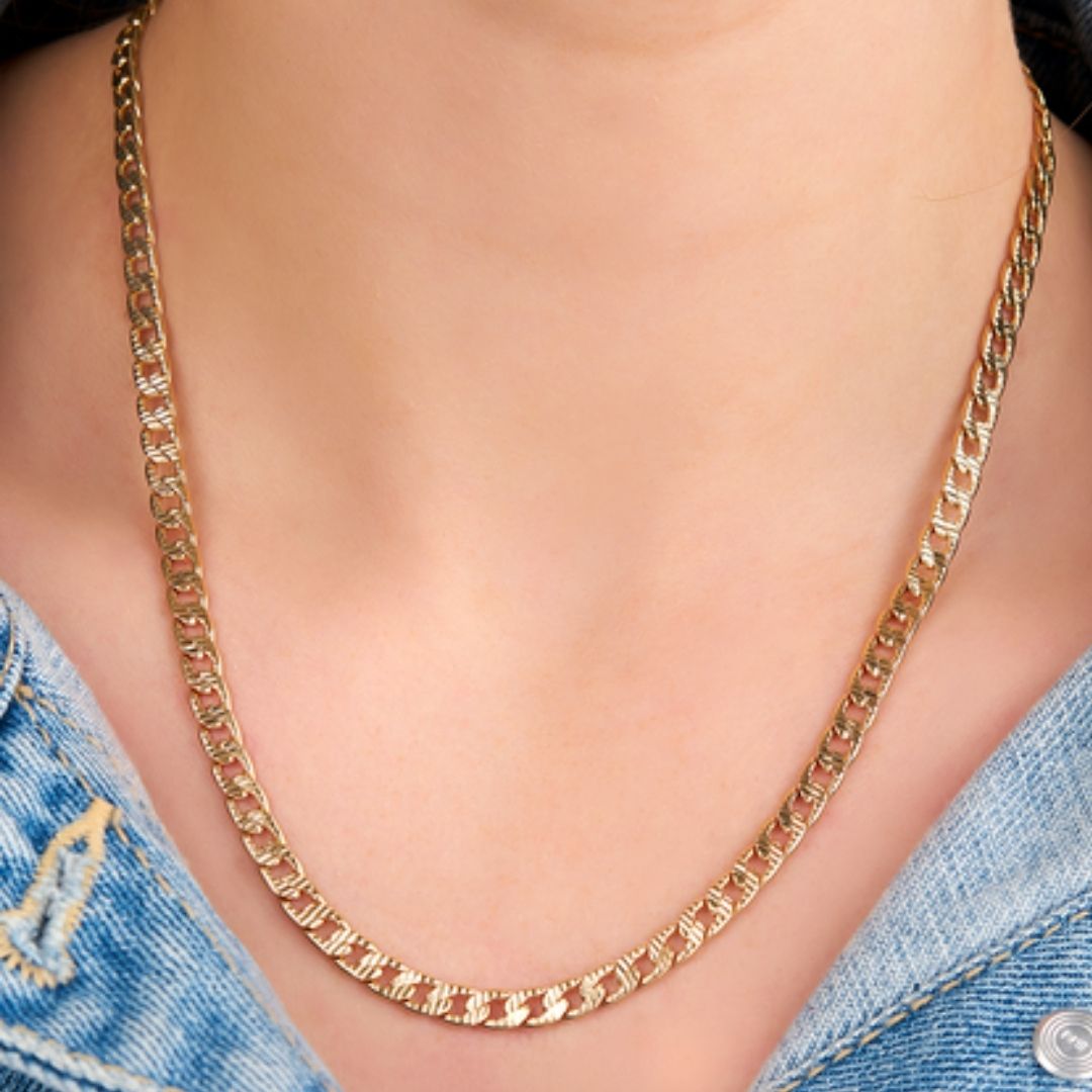 18K Gold Plated Pave 5mm Cuban Link Necklace