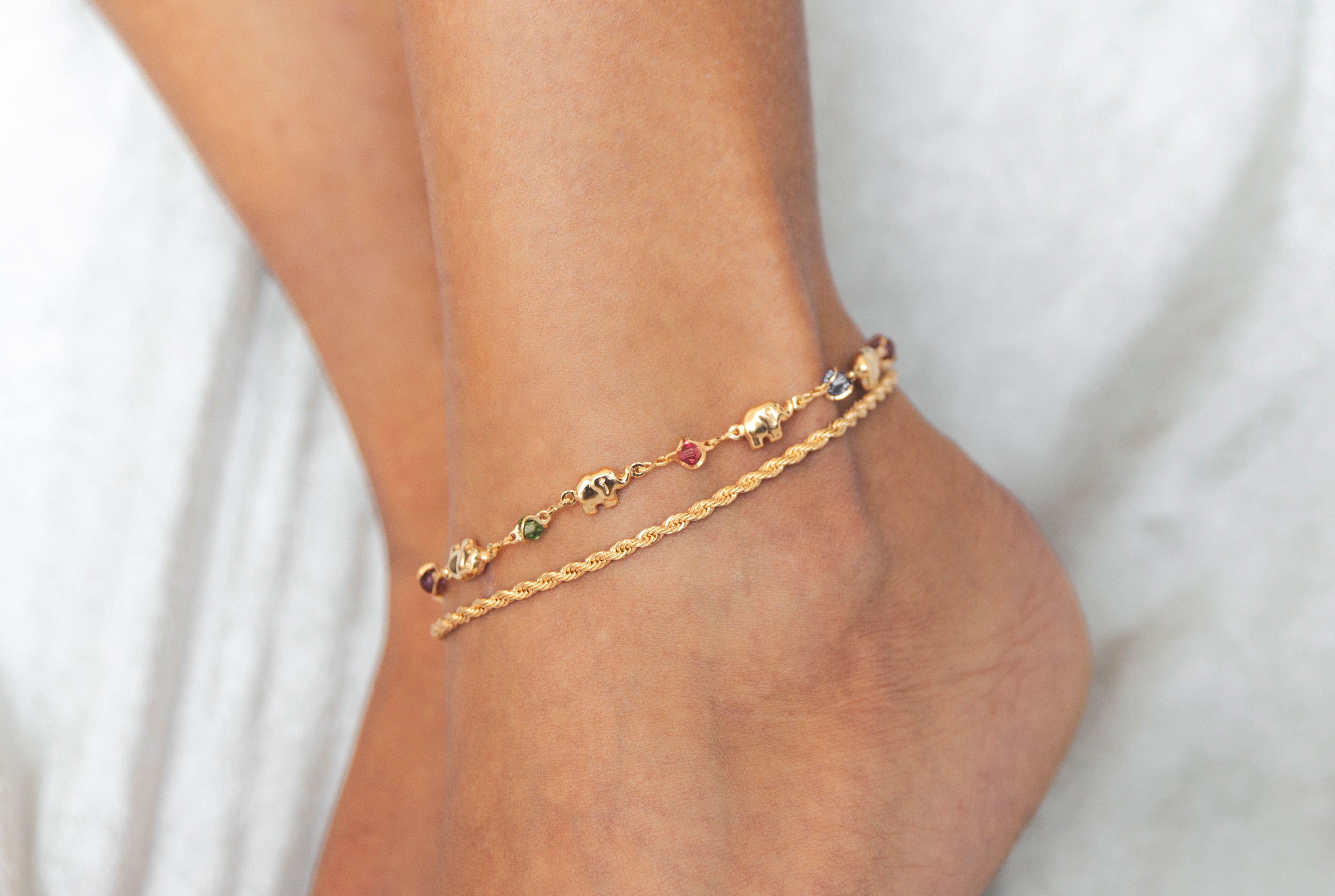 18k Gold Plated Braided Rope Anklet