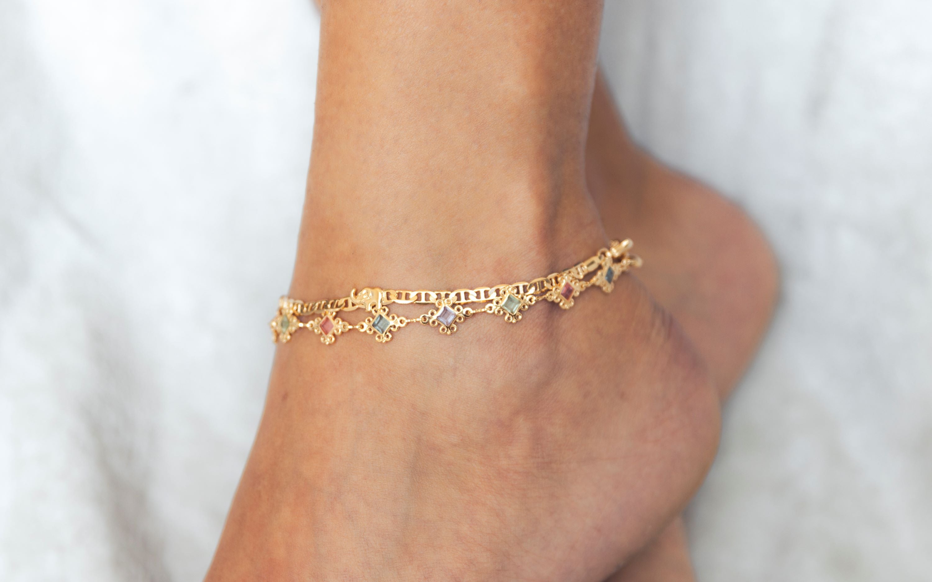 18K Gold Plated Elephant Charm Anklet