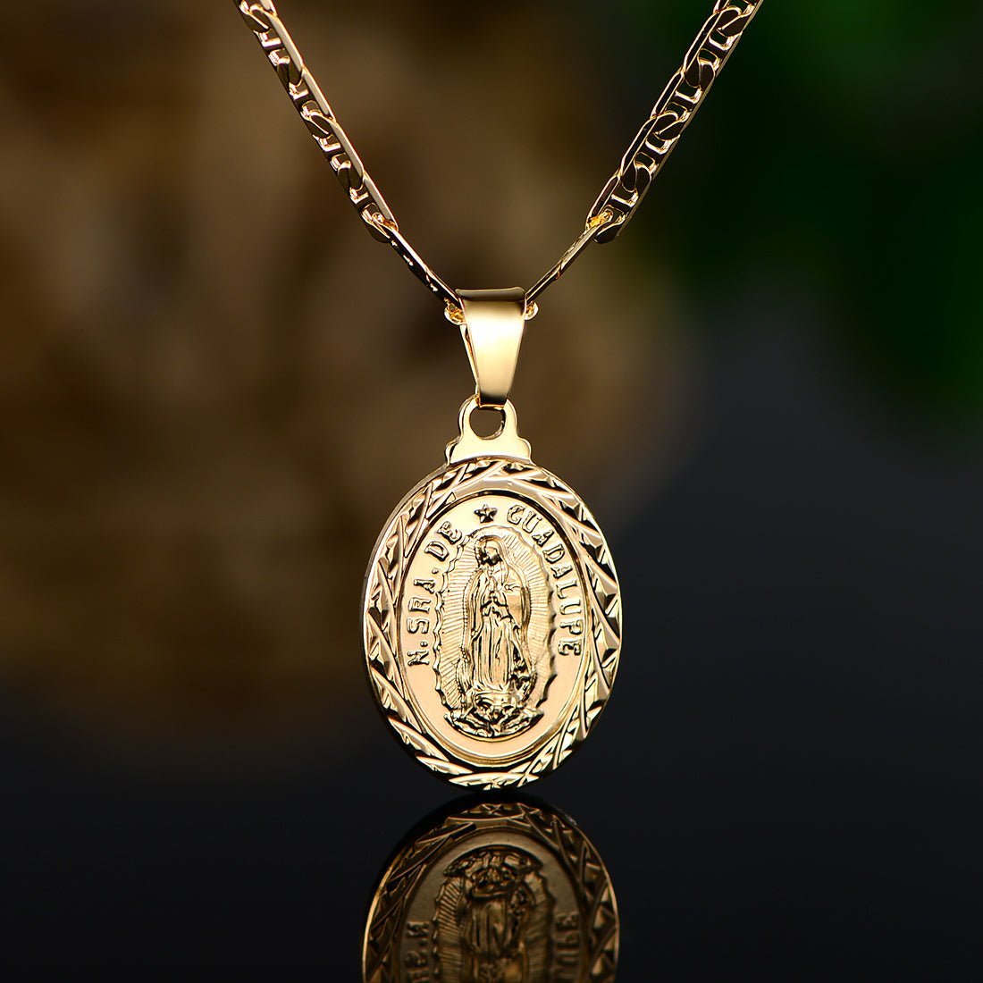 18K Gold Plated Virgin of Guadalupe Necklace