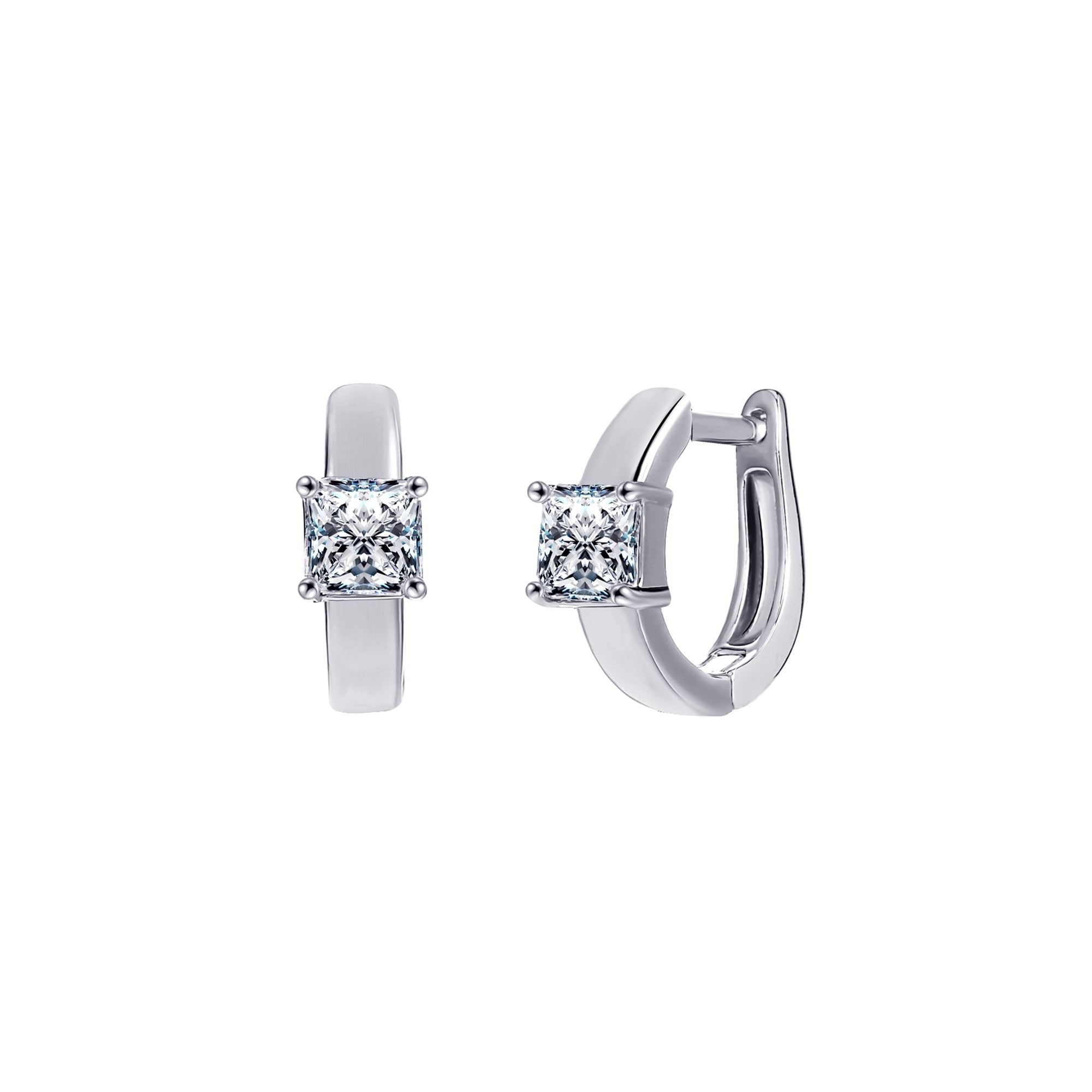 18K Gold Plated Square Cut Crystal Huggie Earrings