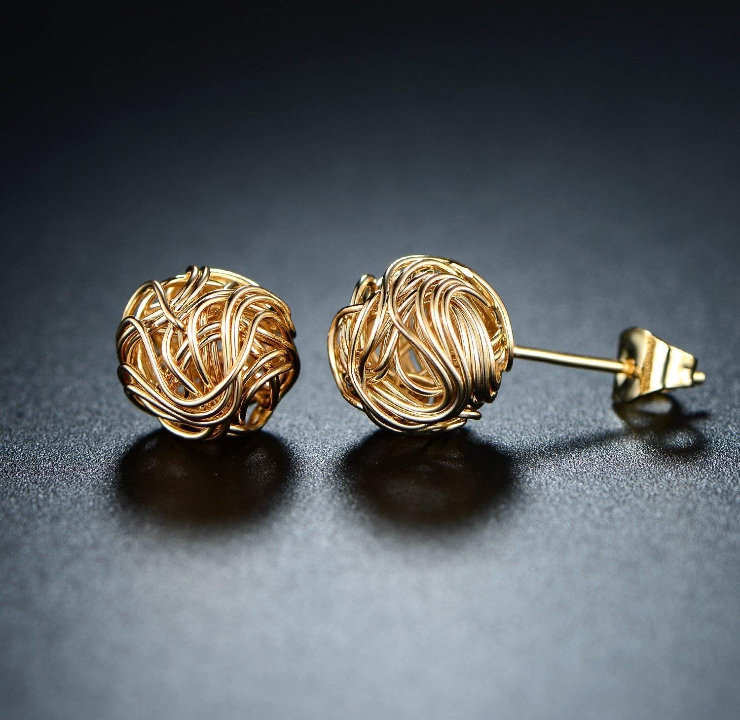 18K Gold Plated Love Knot Stud Earrings
