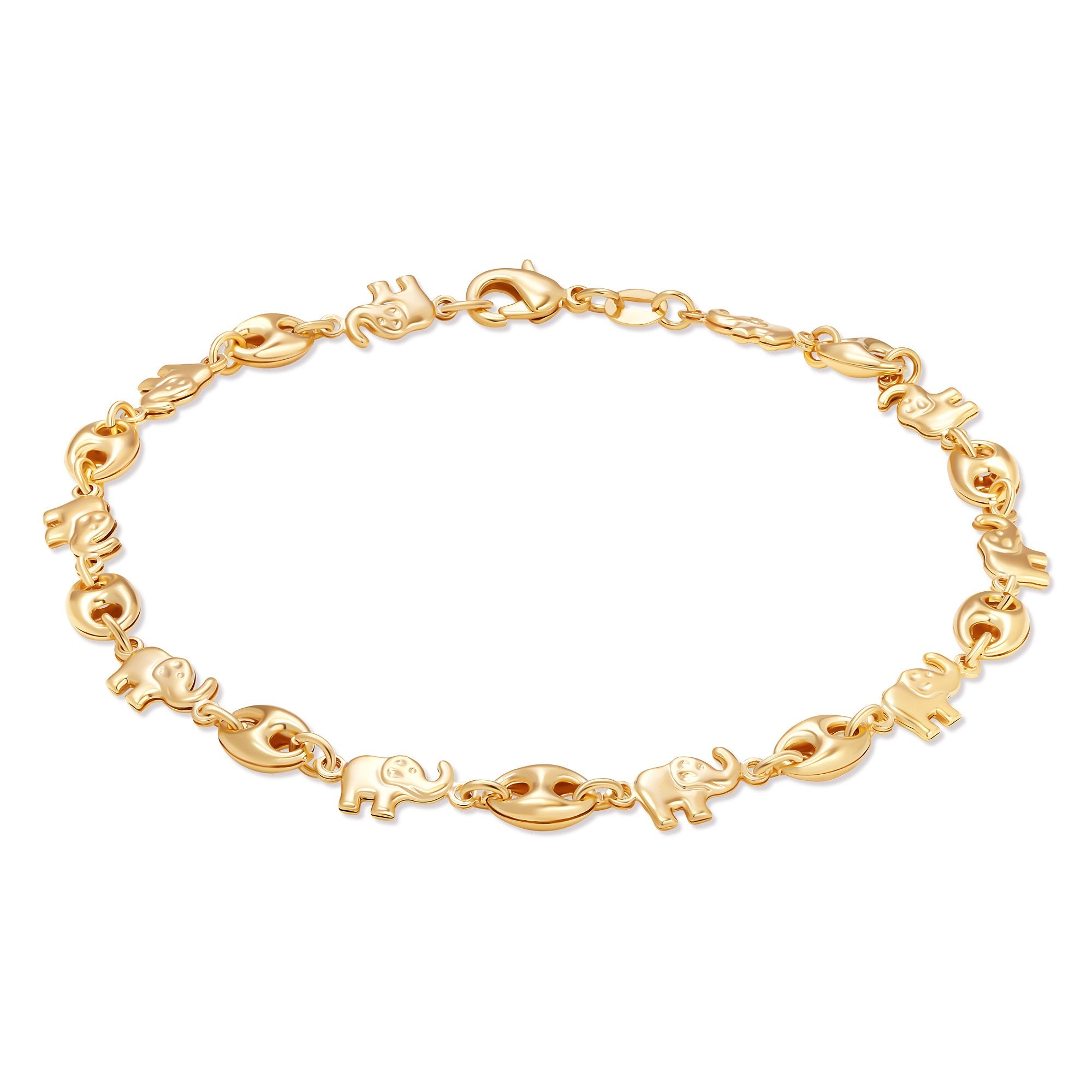 18K Gold Plated Elephant Link Anklet