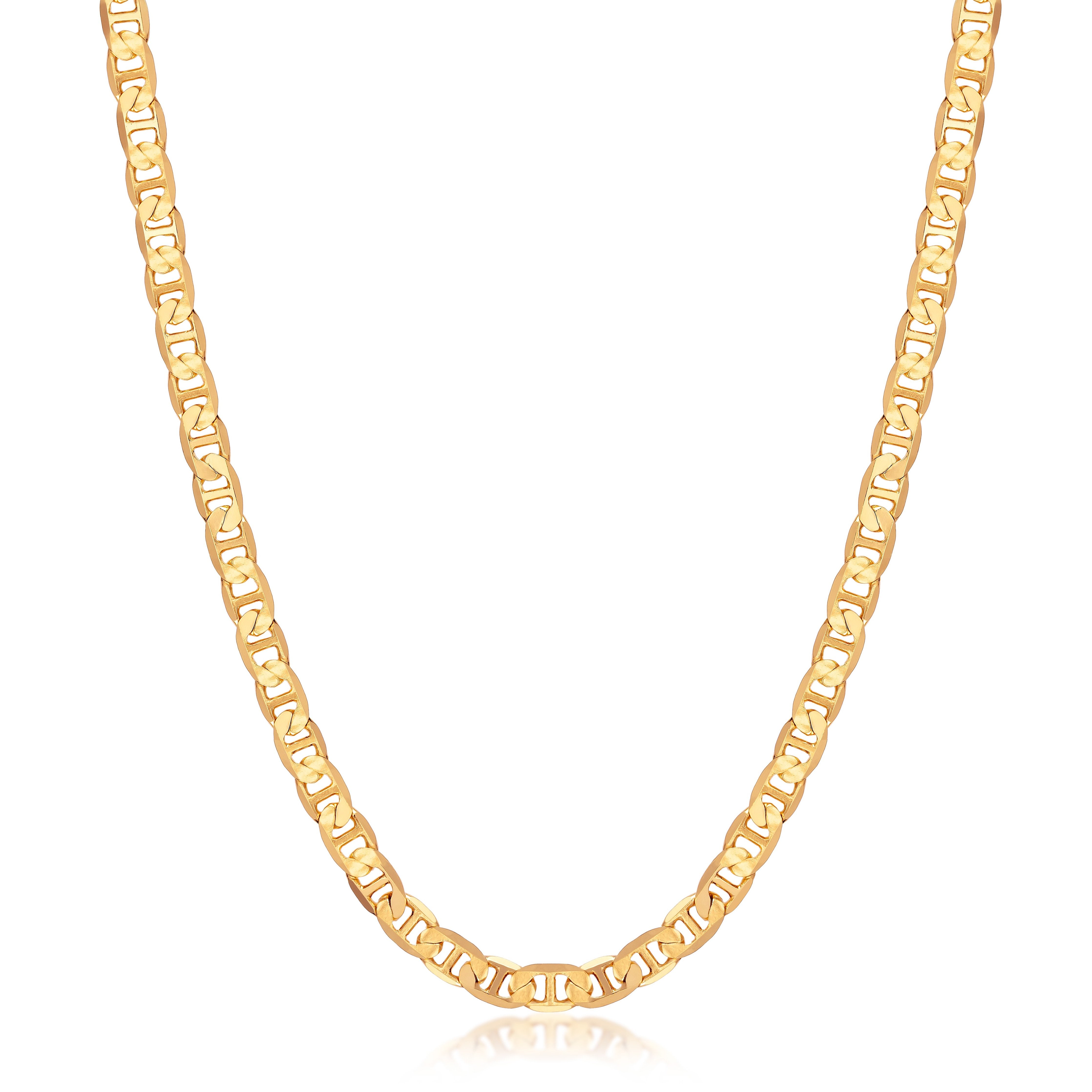 18K Gold Plated 6mm Flat Mariner Necklace