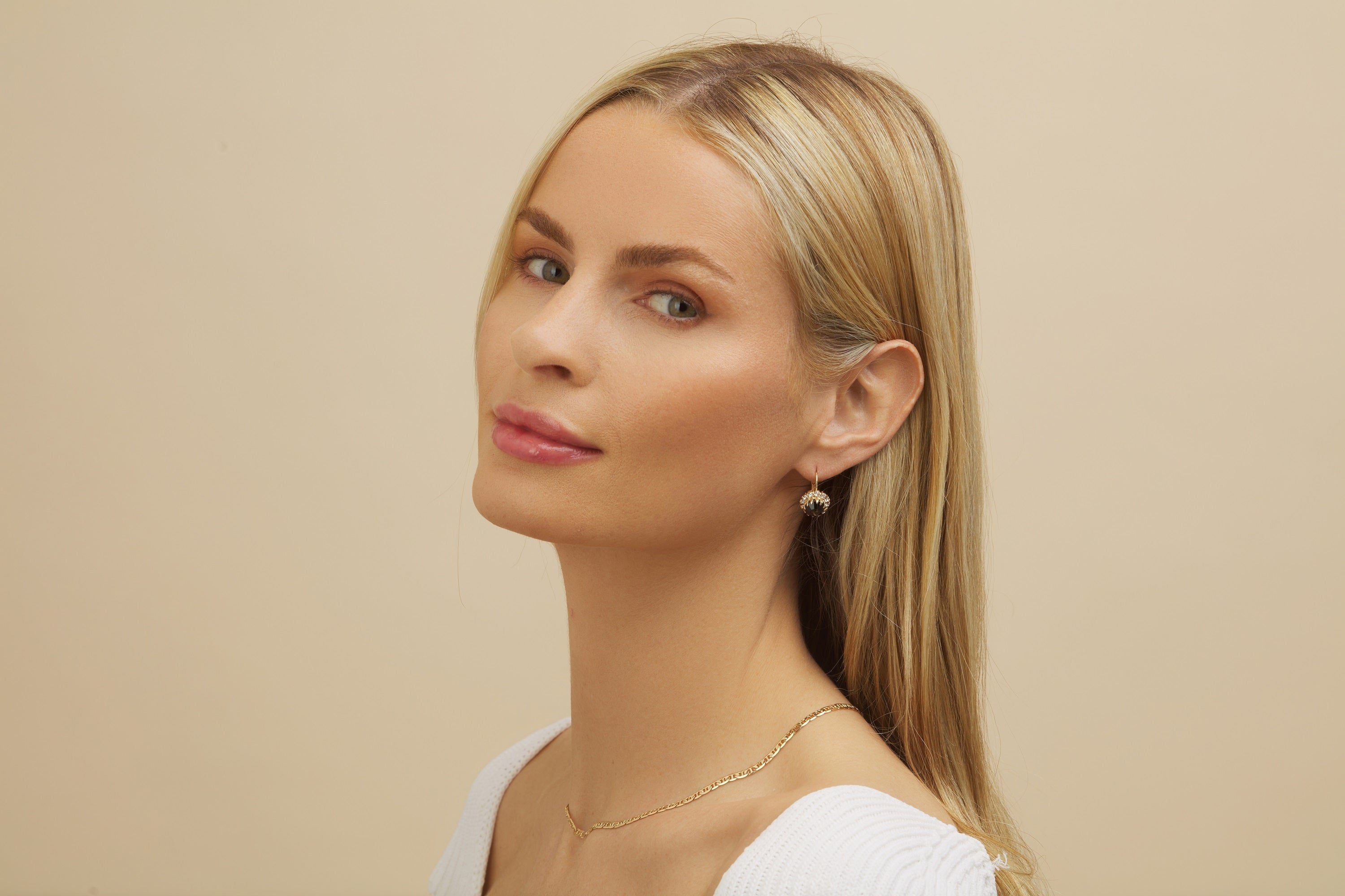 18K Gold Plated Crystal Flower Huggie Earrings