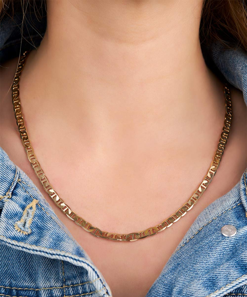 18K Gold Plated 6mm Flat Mariner Necklace