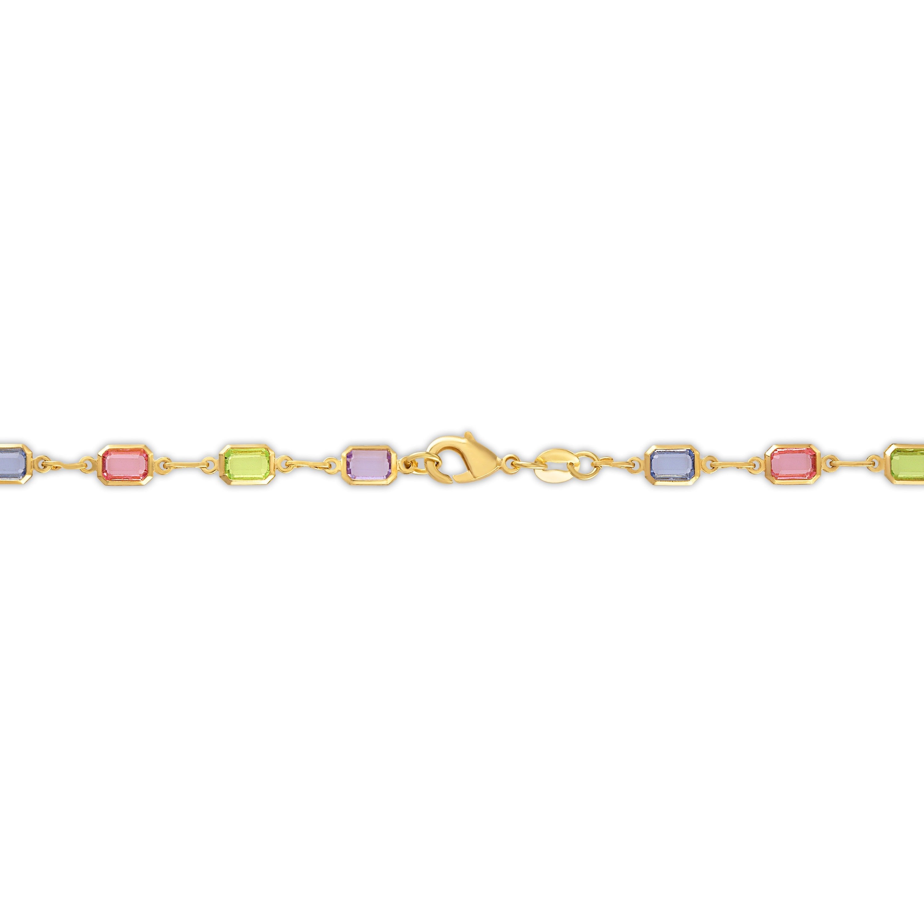 18k gold Plated Multi-Color Baguette-Cut Crystal Necklace