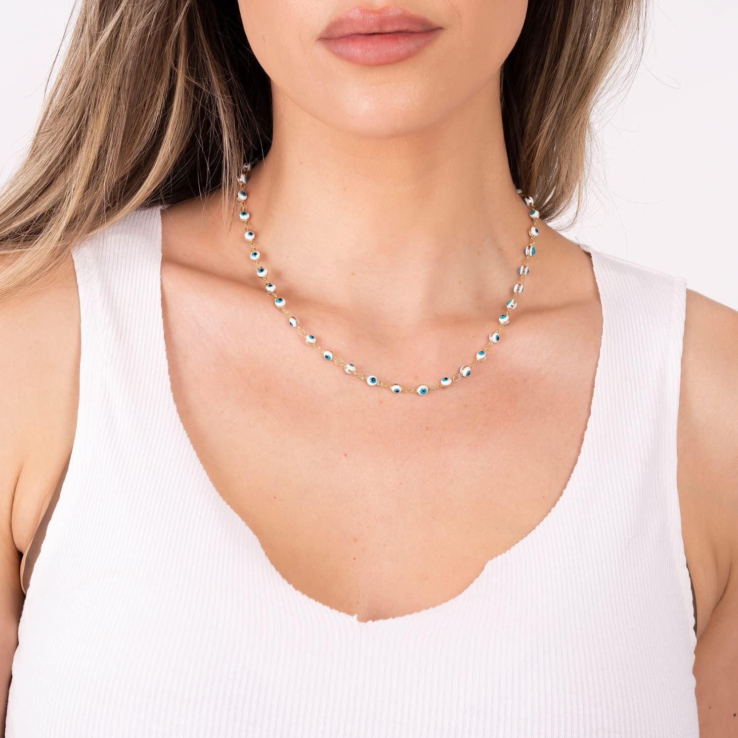 18k Gold Plated Mini Evil Eye Necklace