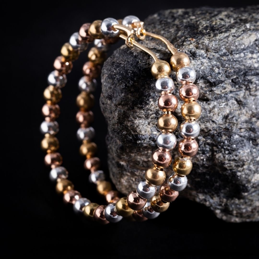 18K Gold Plated Multi-Colored Ball Hoop Earrings