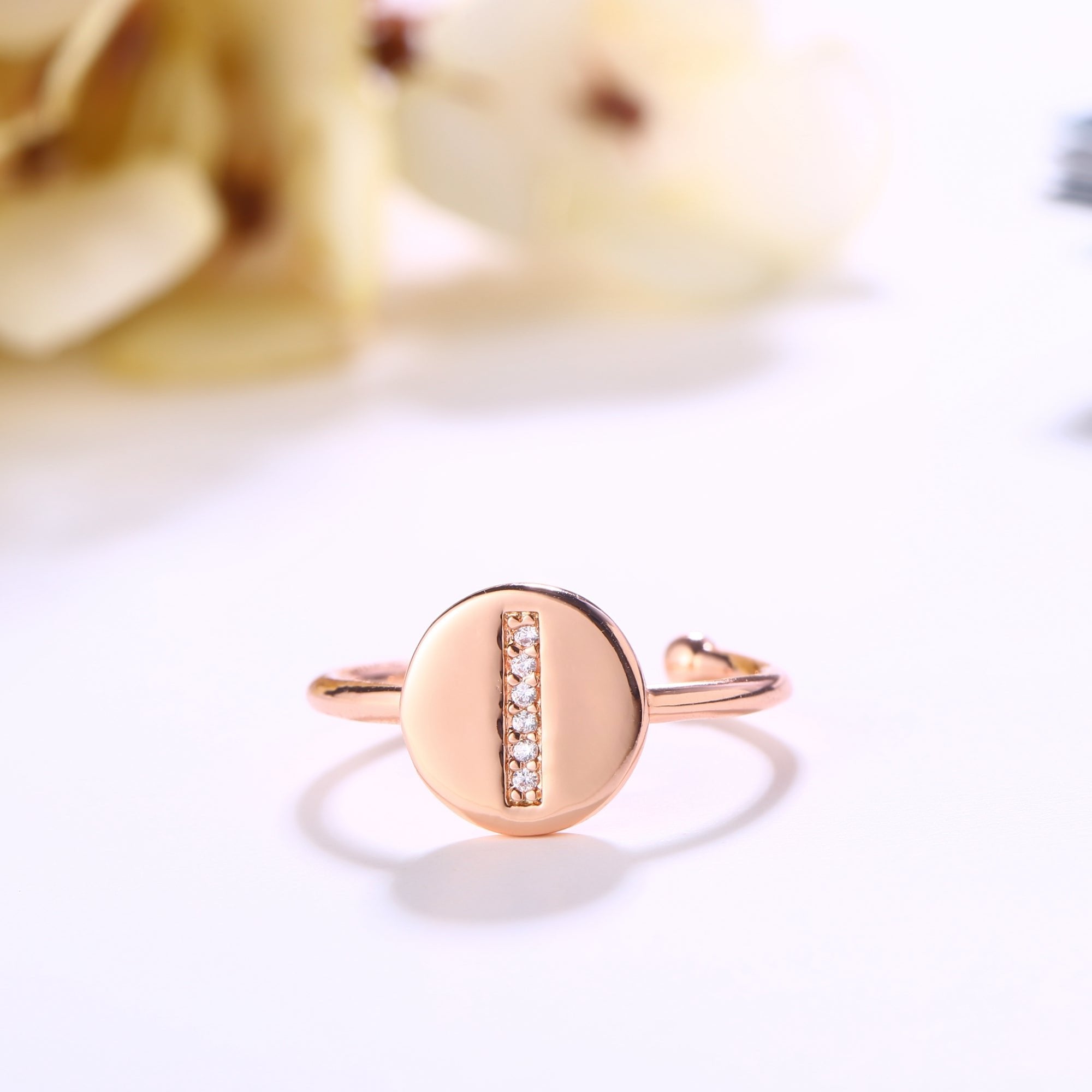 18K Rose Gold Plated Adjustable Monogram Ring