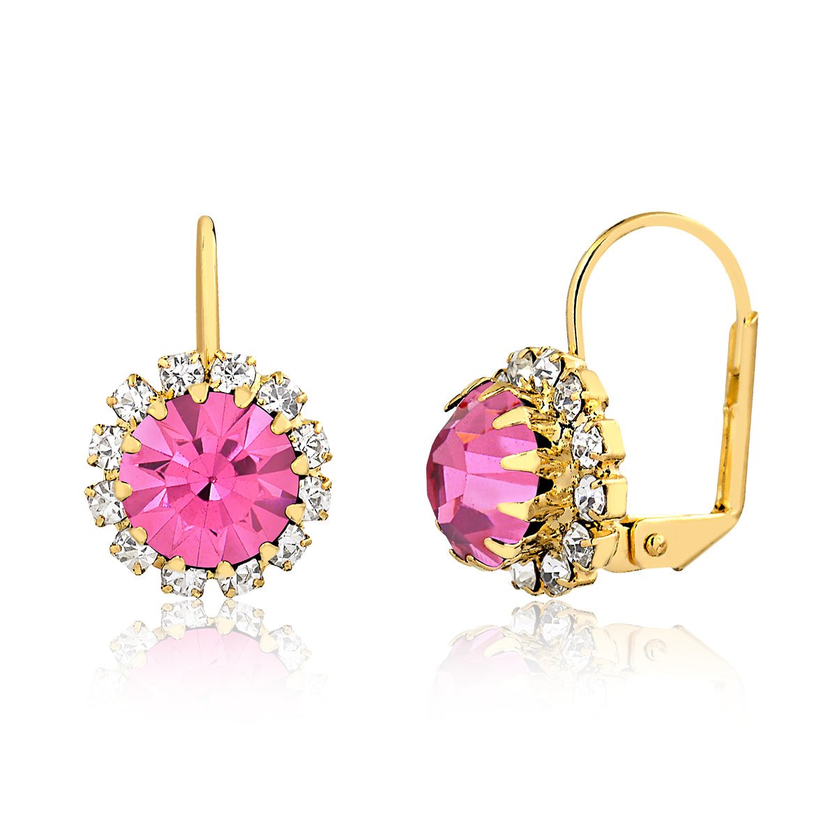 18K Gold Plated Crystal Flower Huggie Earrings