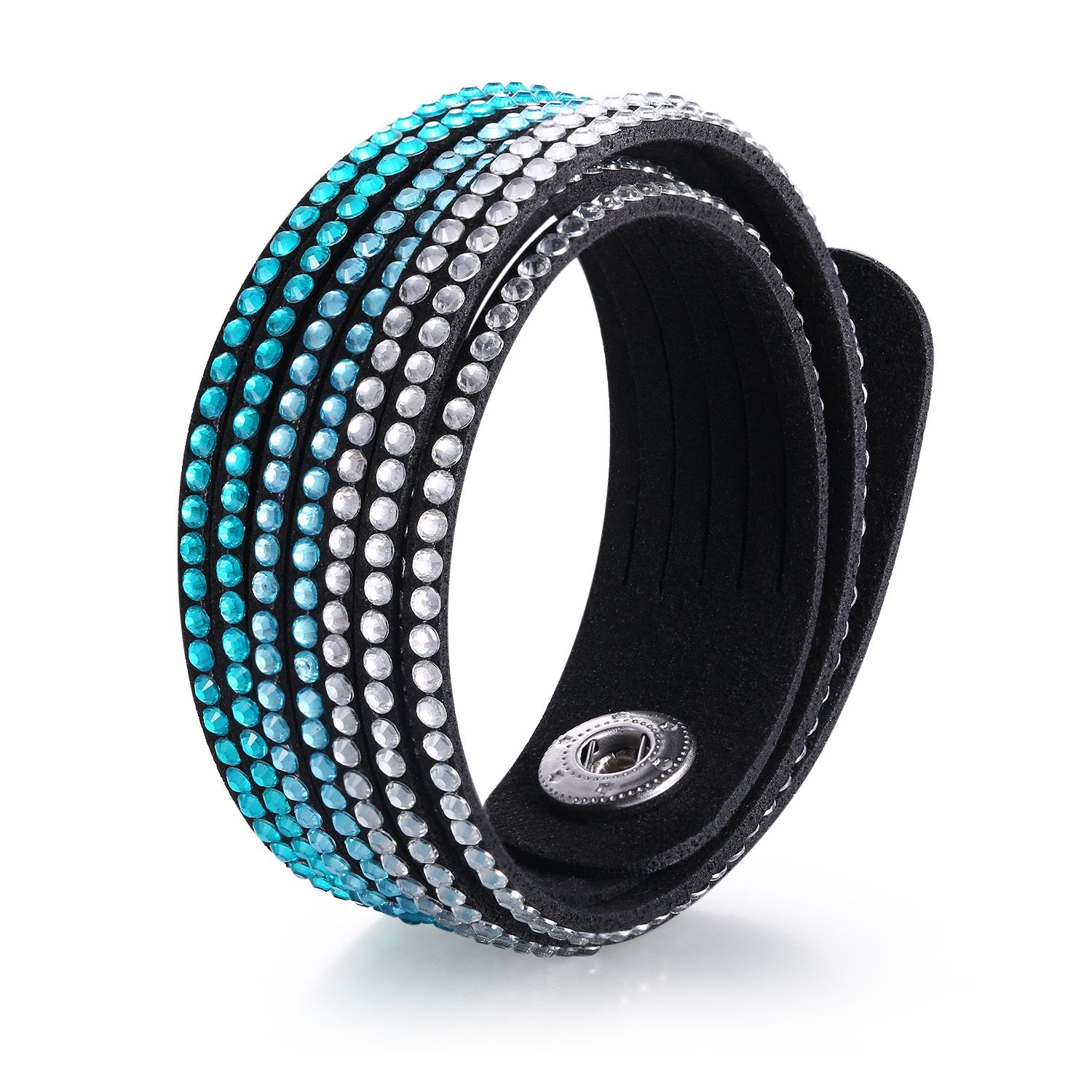 Austrian Crystalized Leather Wrap Bracelet