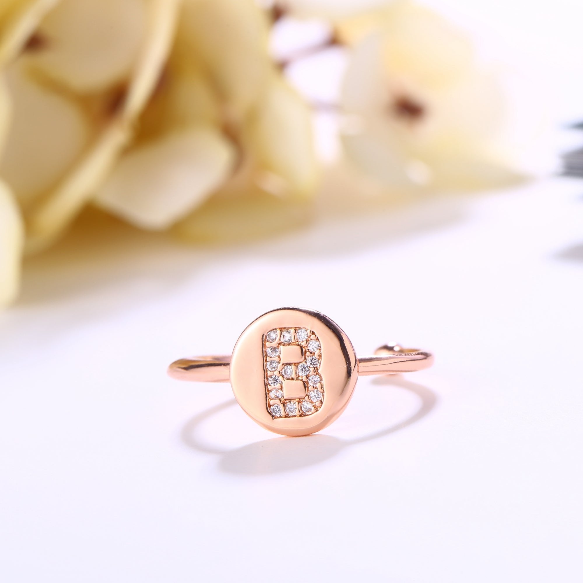 18K Rose Gold Plated Adjustable Monogram Ring