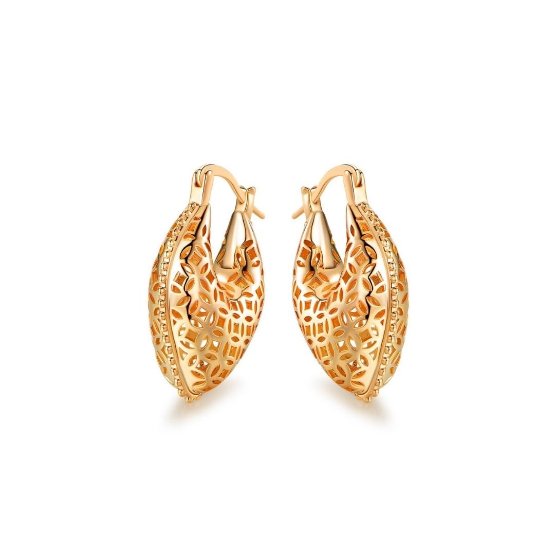18K Gold Plated Hollow Patterned Earrings