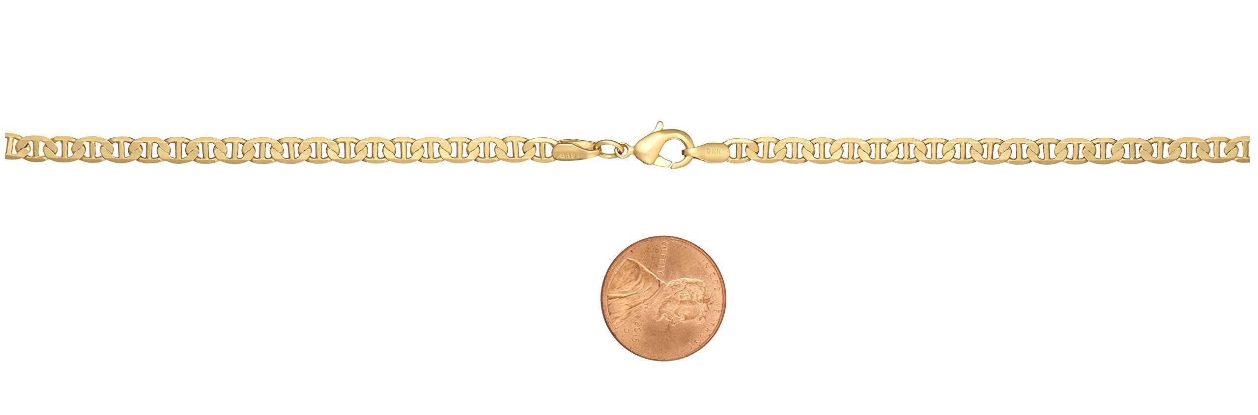 18K Gold Plated 4.5mm Flat Mariner Necklace