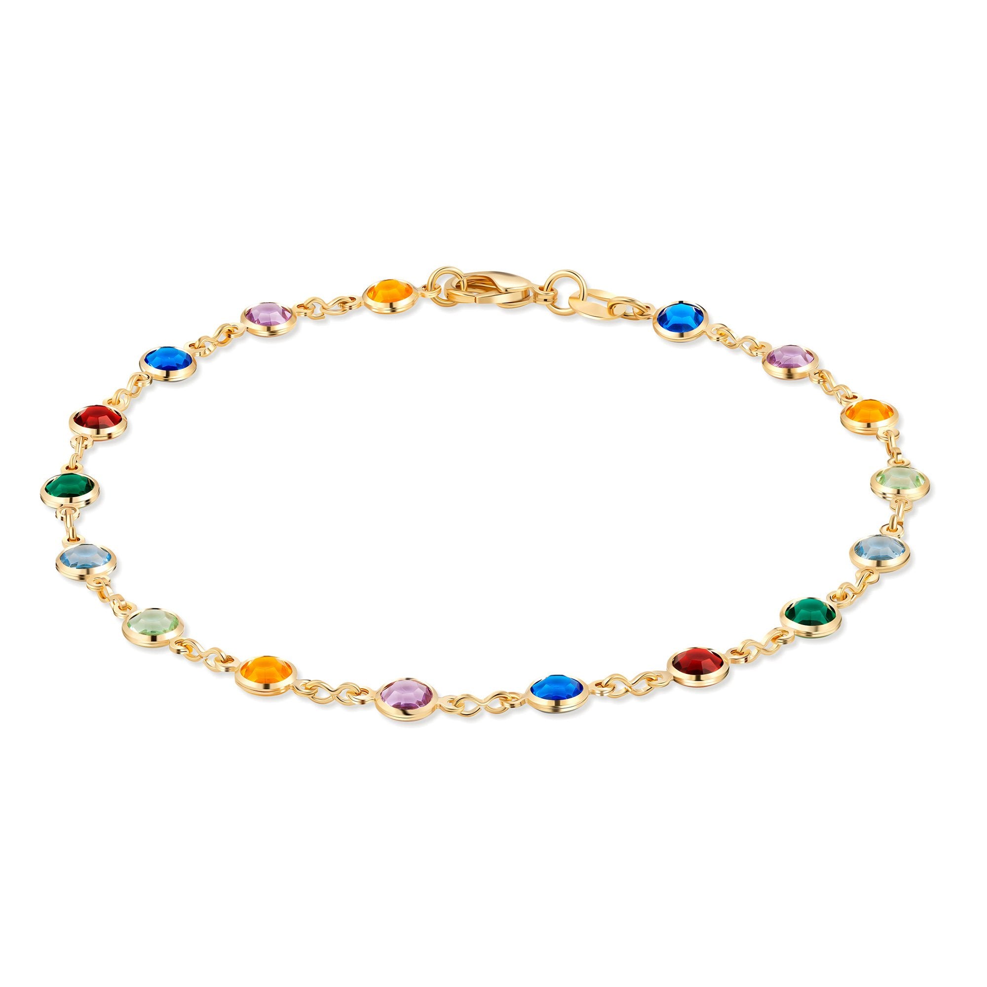 18K Gold Plated Dark Multi Color Crystal Anklet