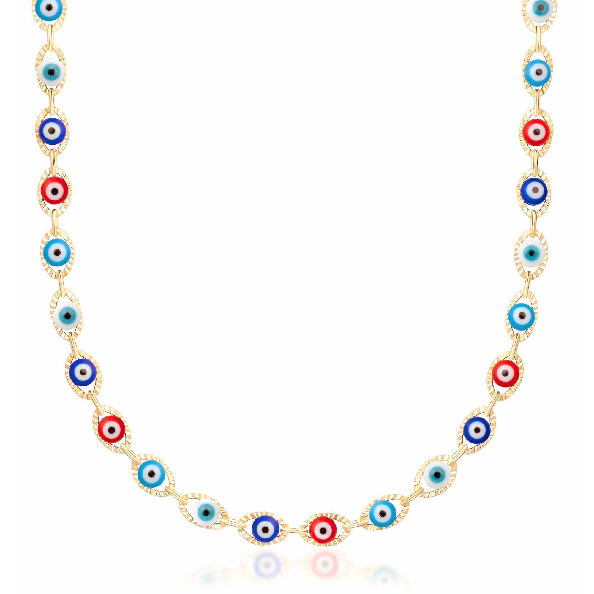 Barzel 18K Gold Plated Multicolor Evil Eye Necklace - Made In Brazil