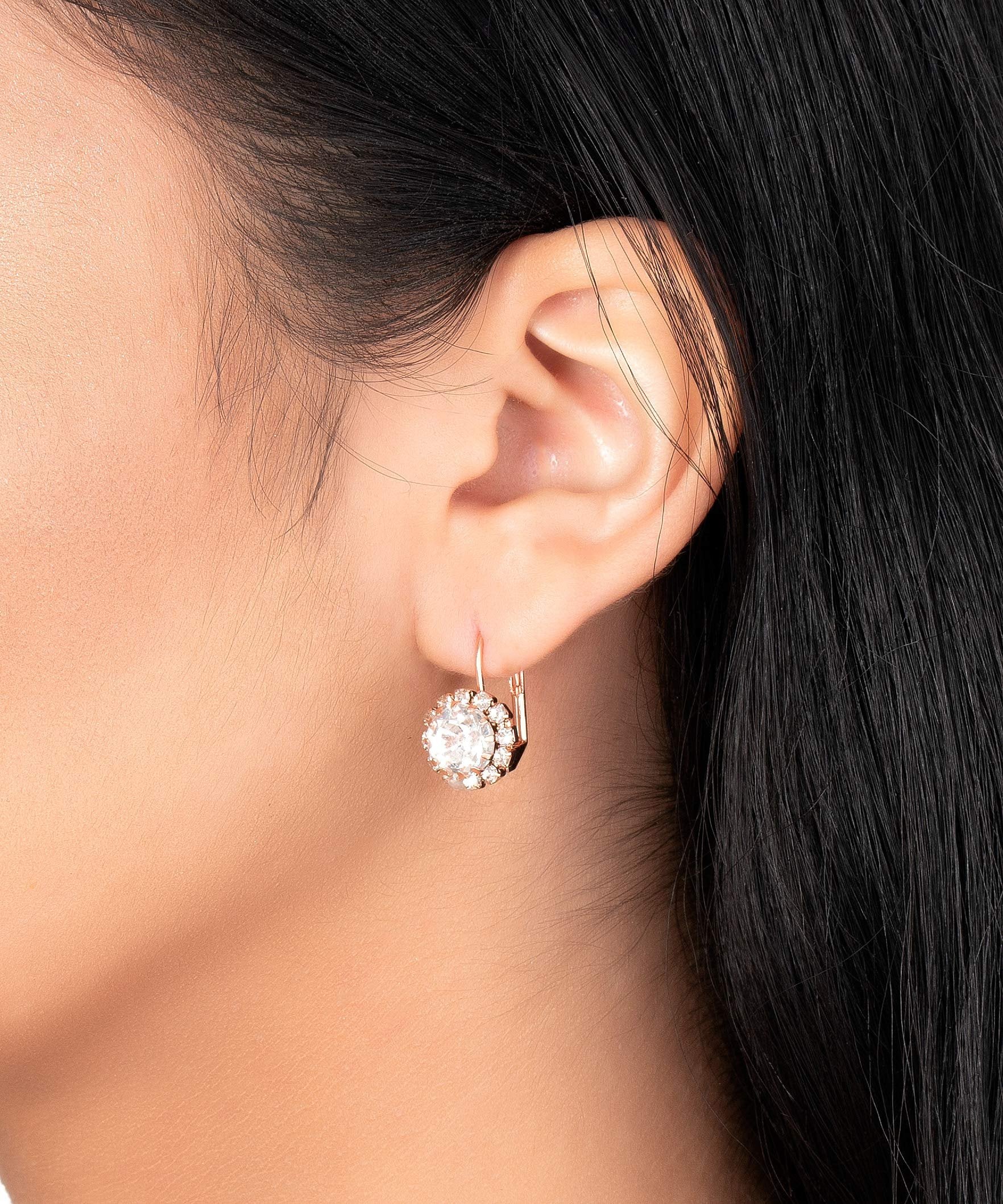 18K White Gold Plated Crystal Earrings