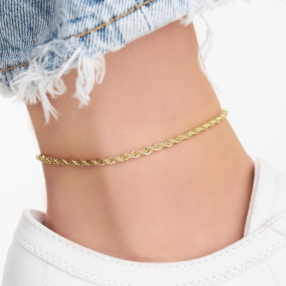 18k Gold Plated Braided Rope Anklet