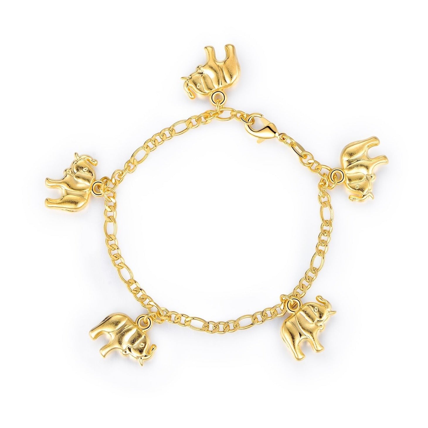 18K Gold Plated Elephant Charm Bracelet
