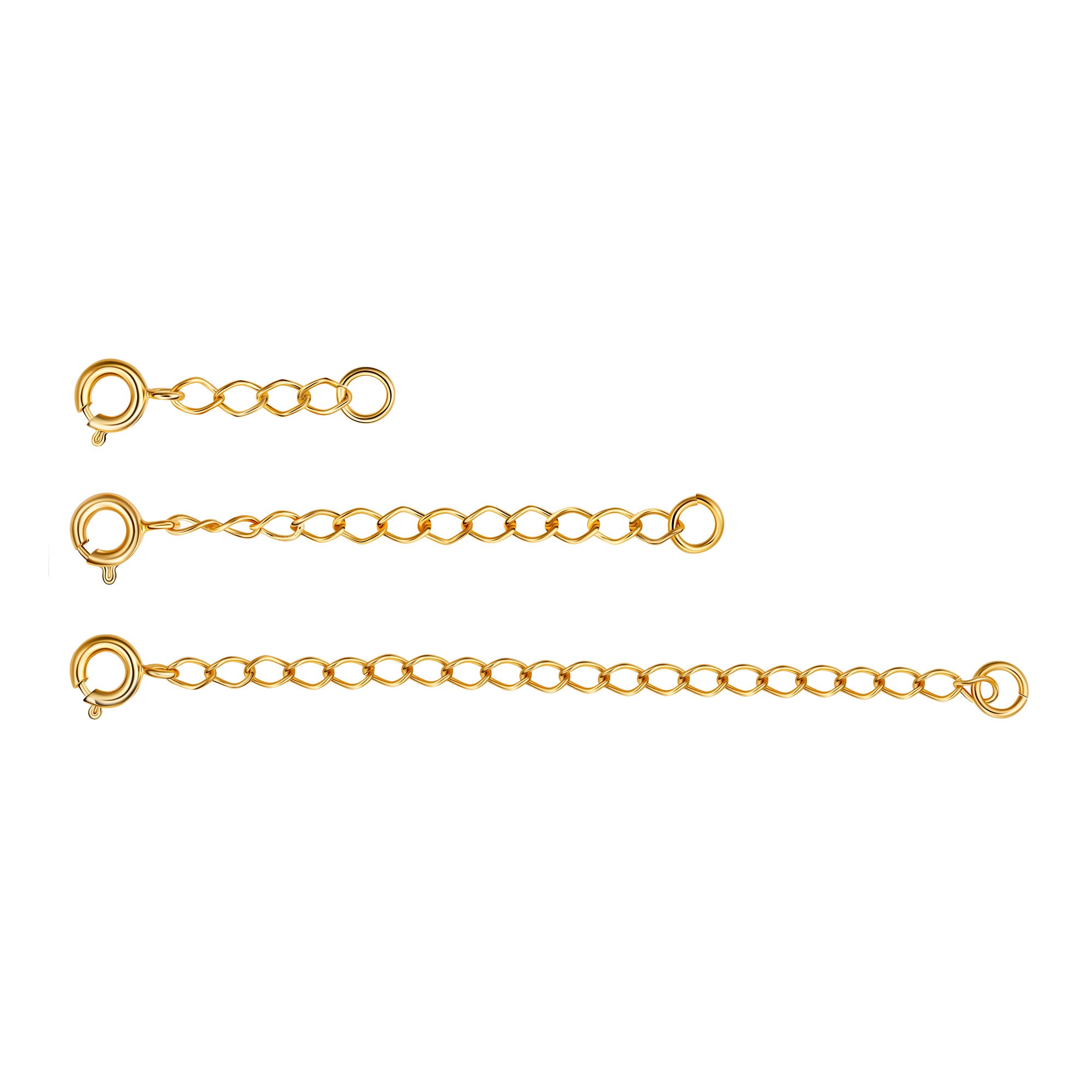 18K Gold Plated 3 Pack jewelry Extenders 1 Inch, 2 Inches & 3 Inches