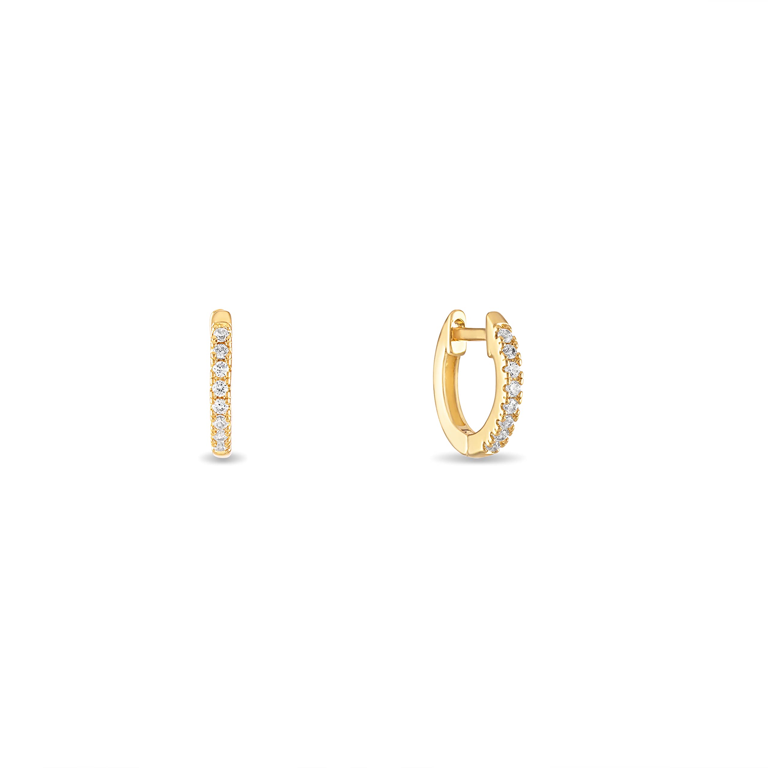 18K Gold Plated 3 Pack Cubic Zirconia Huggie Cuff Earrings