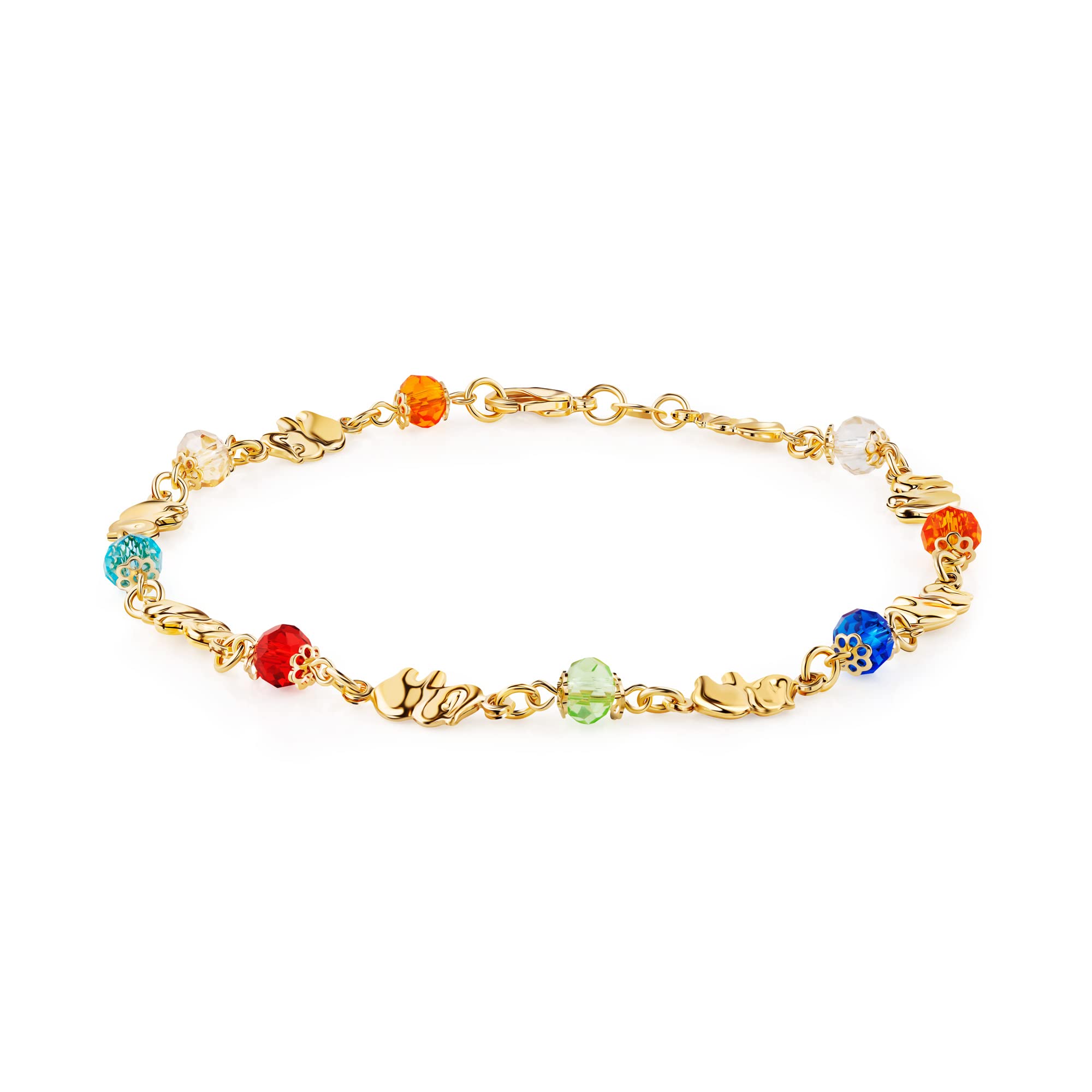 18K Gold Plated Colorful Crystal Elephant Charm Anklet