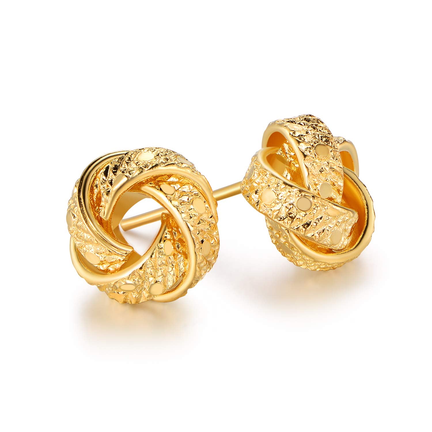 18K Gold Plated Textured Love Knot Earrings