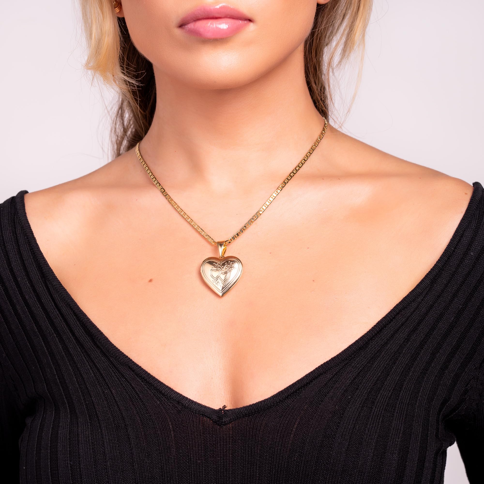 18k Gold Plated Antique Heart Locket Necklace