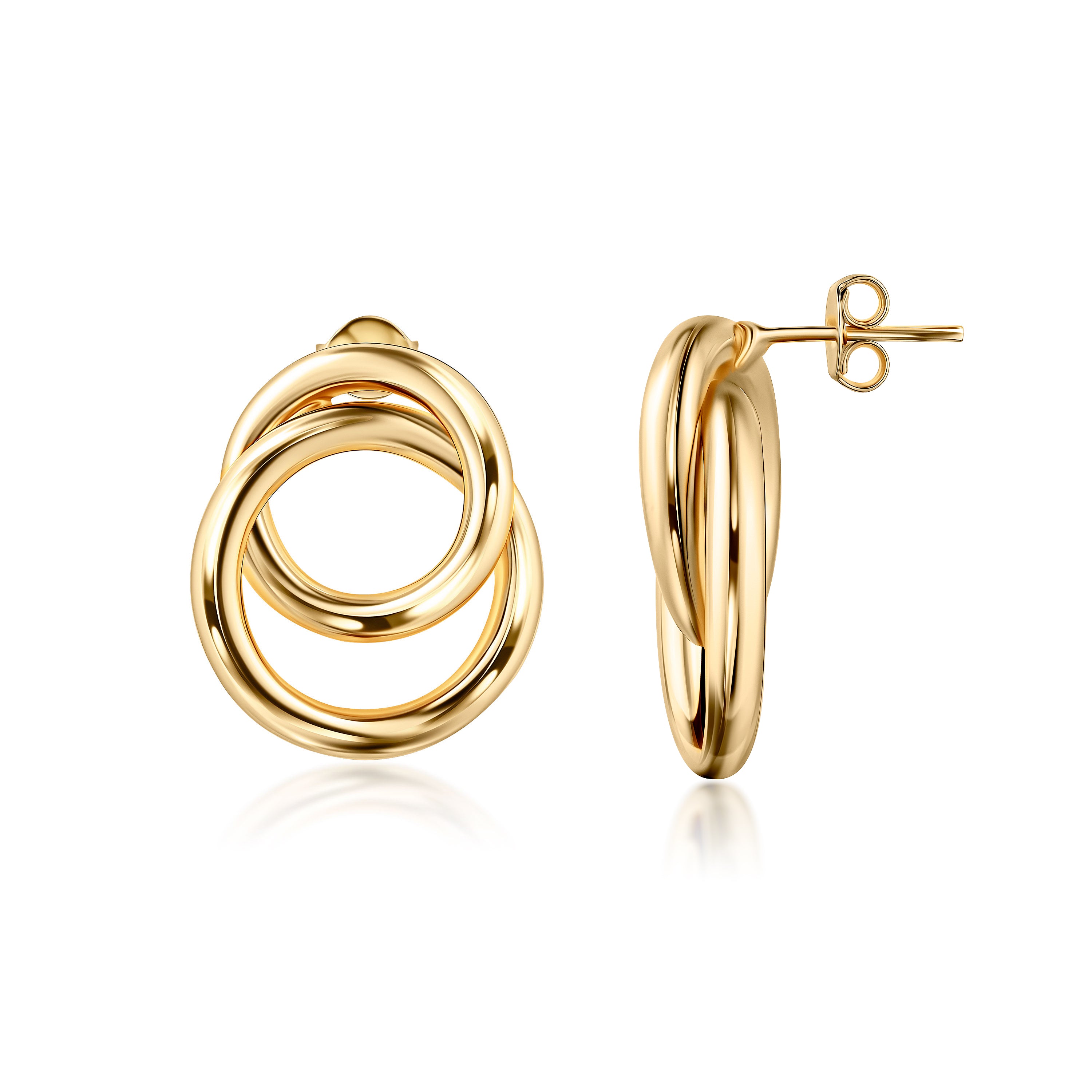 18K Gold Plated Double Loop Dangling Earrings