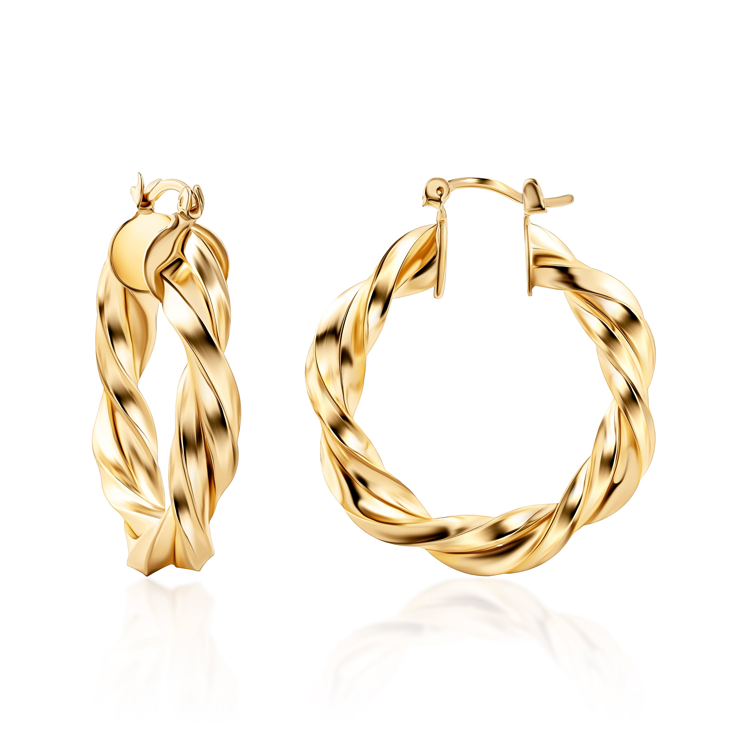 18K Gold Plated Twisted Hoop Earrings Intertwined Earrings