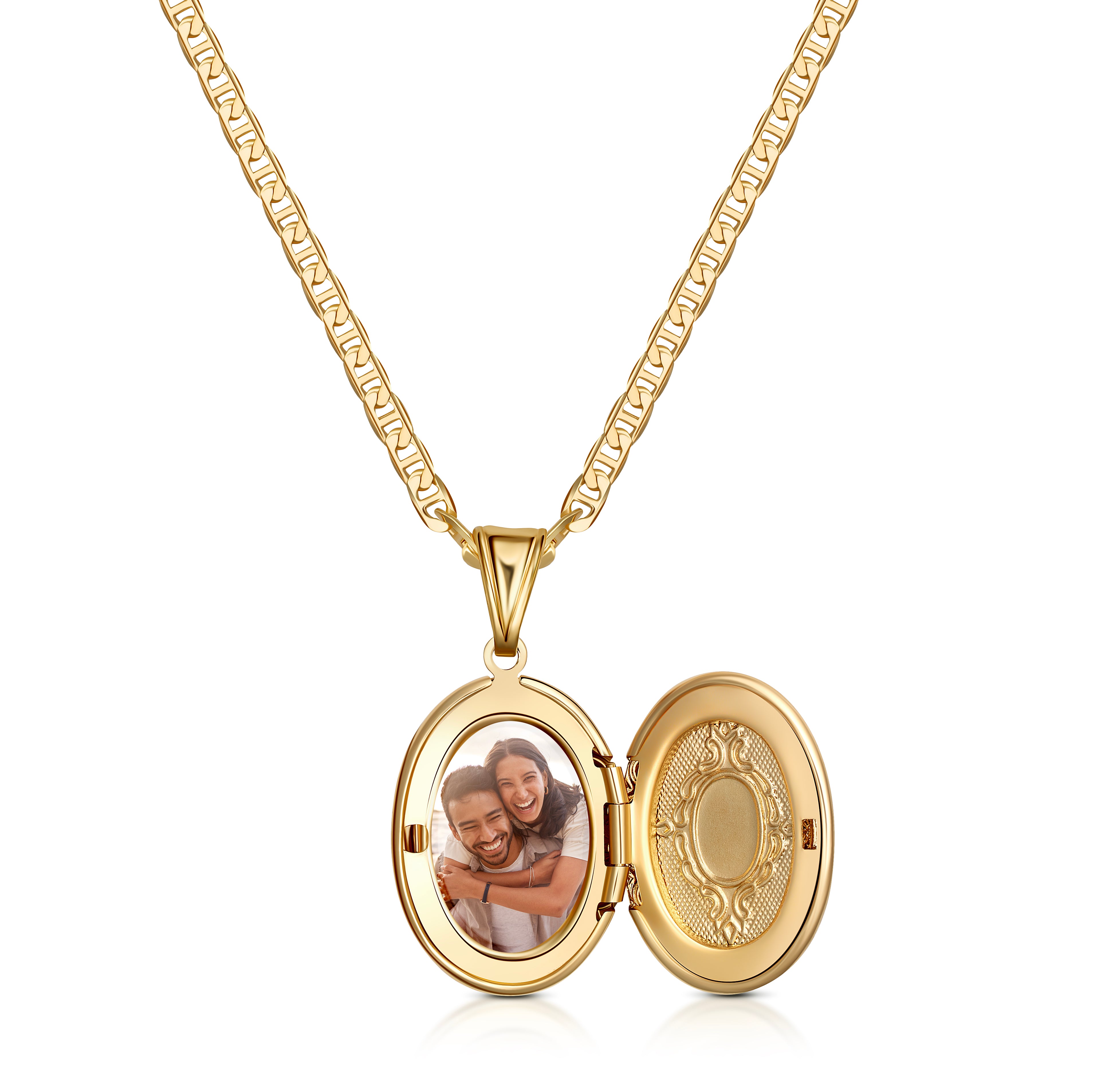 18k Gold Plated Oval Locket Necklace