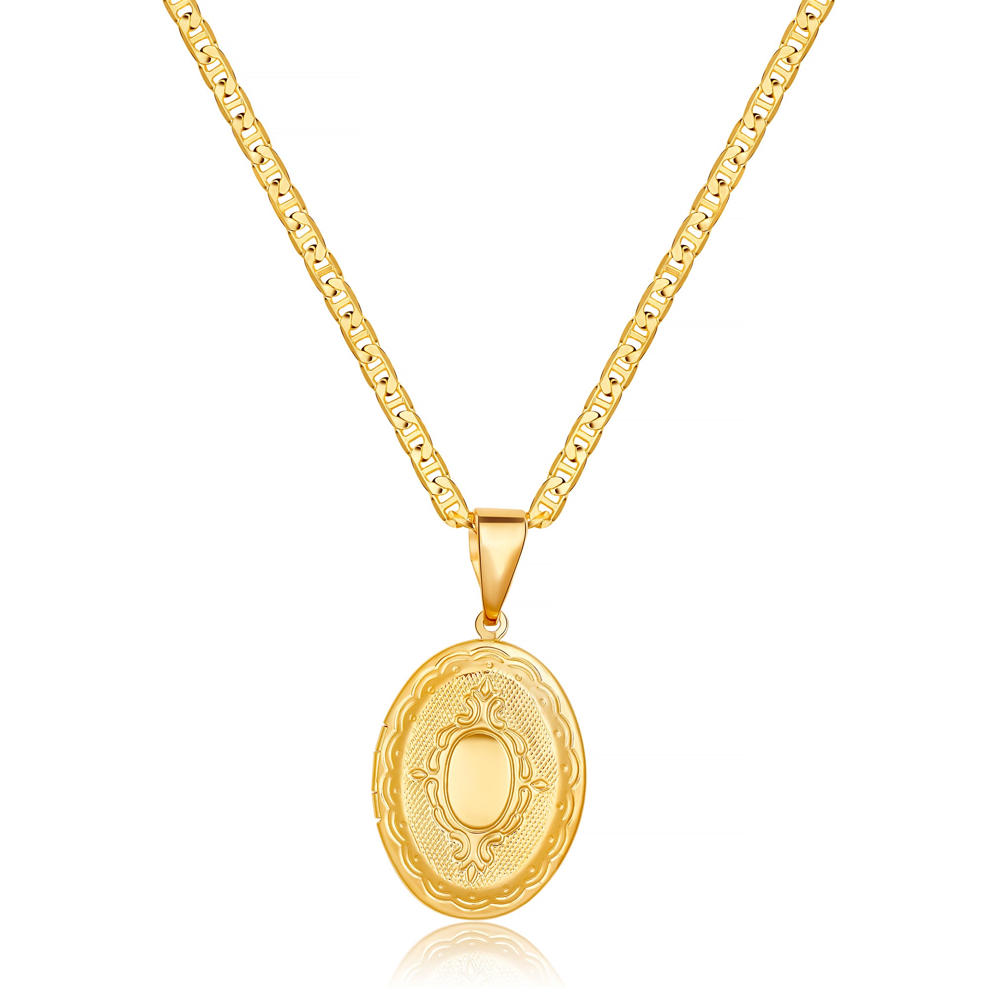 18k Gold Plated Oval Locket Necklace
