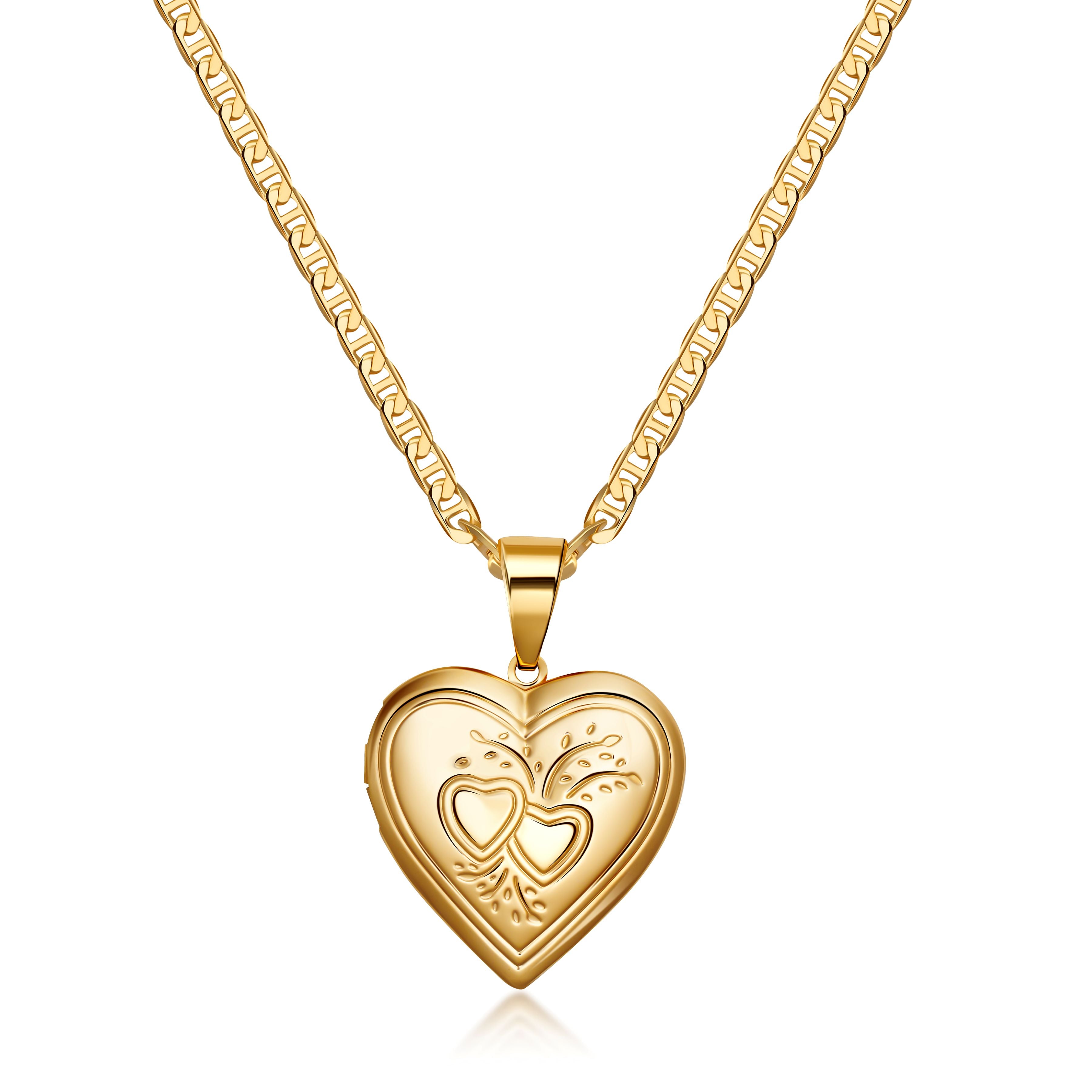 18k Gold Plated Antique Heart Locket Necklace